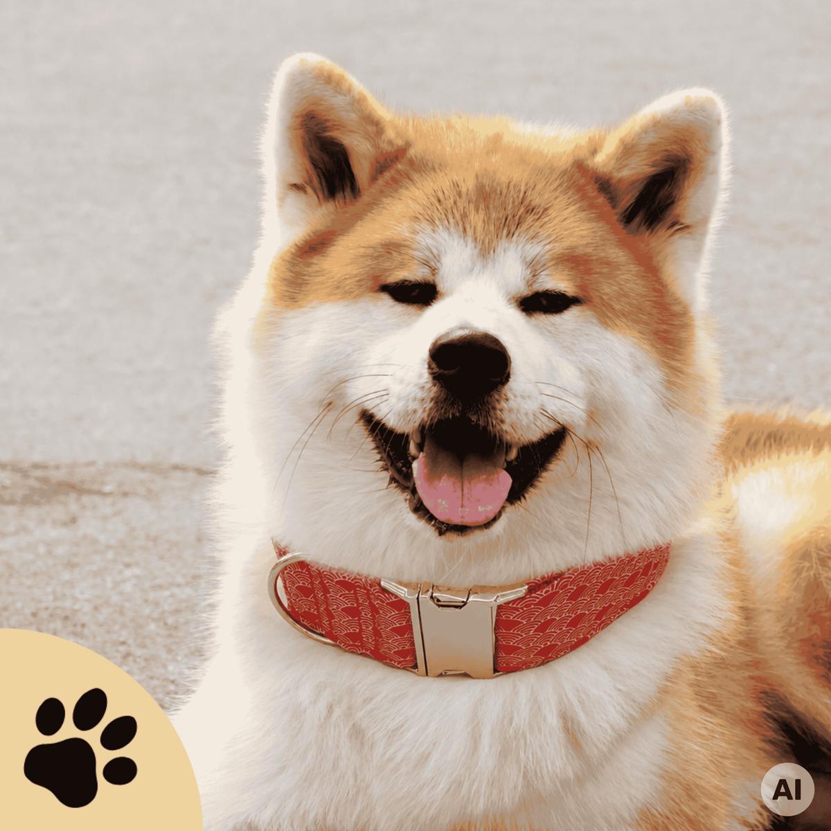 AKITA – Design-Hundehalsband mit japanischem Wellenmuster & Metallverschluss - Sunbeamstore