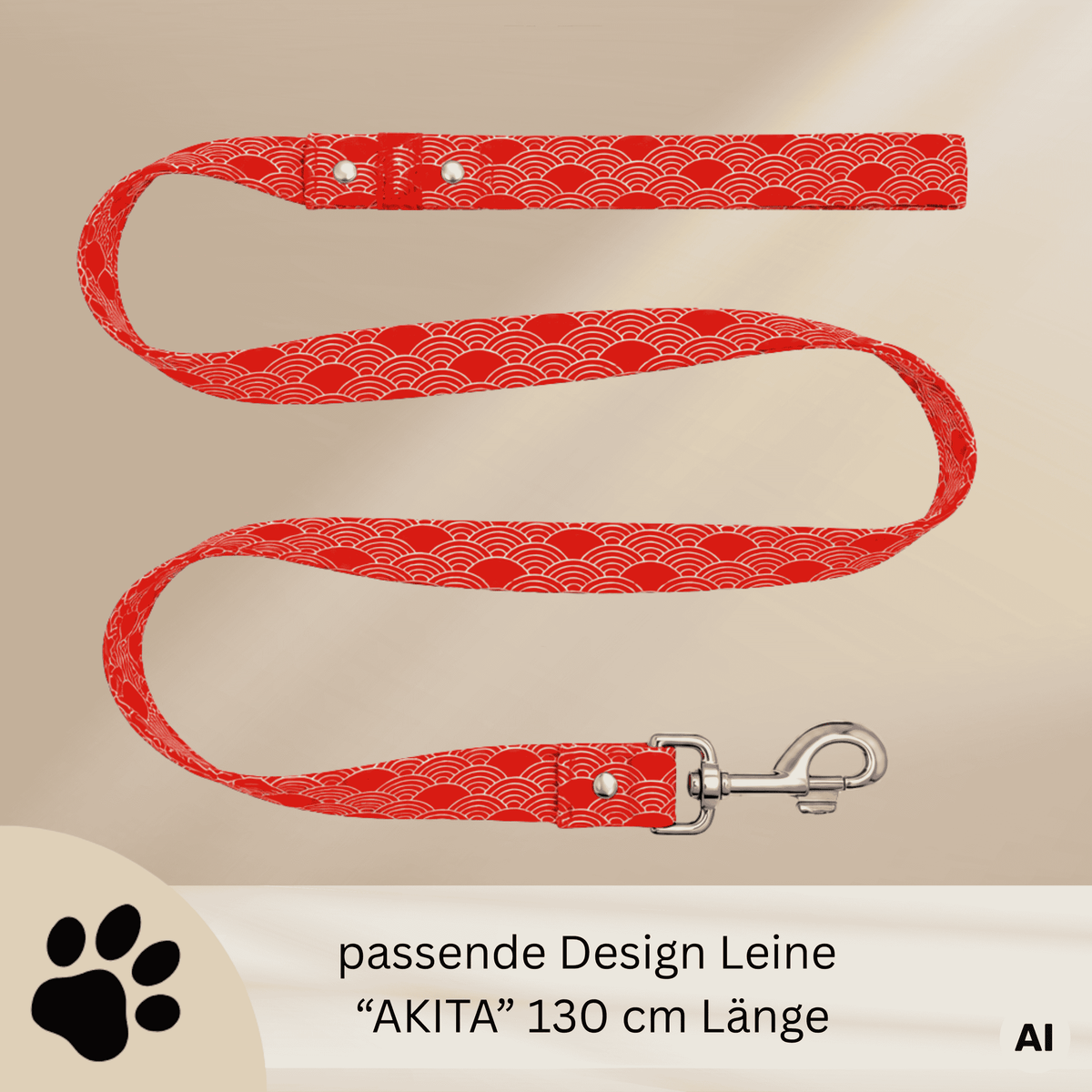 AKITA – Design-Hundehalsband mit japanischem Wellenmuster & Metallverschluss - Sunbeamstore