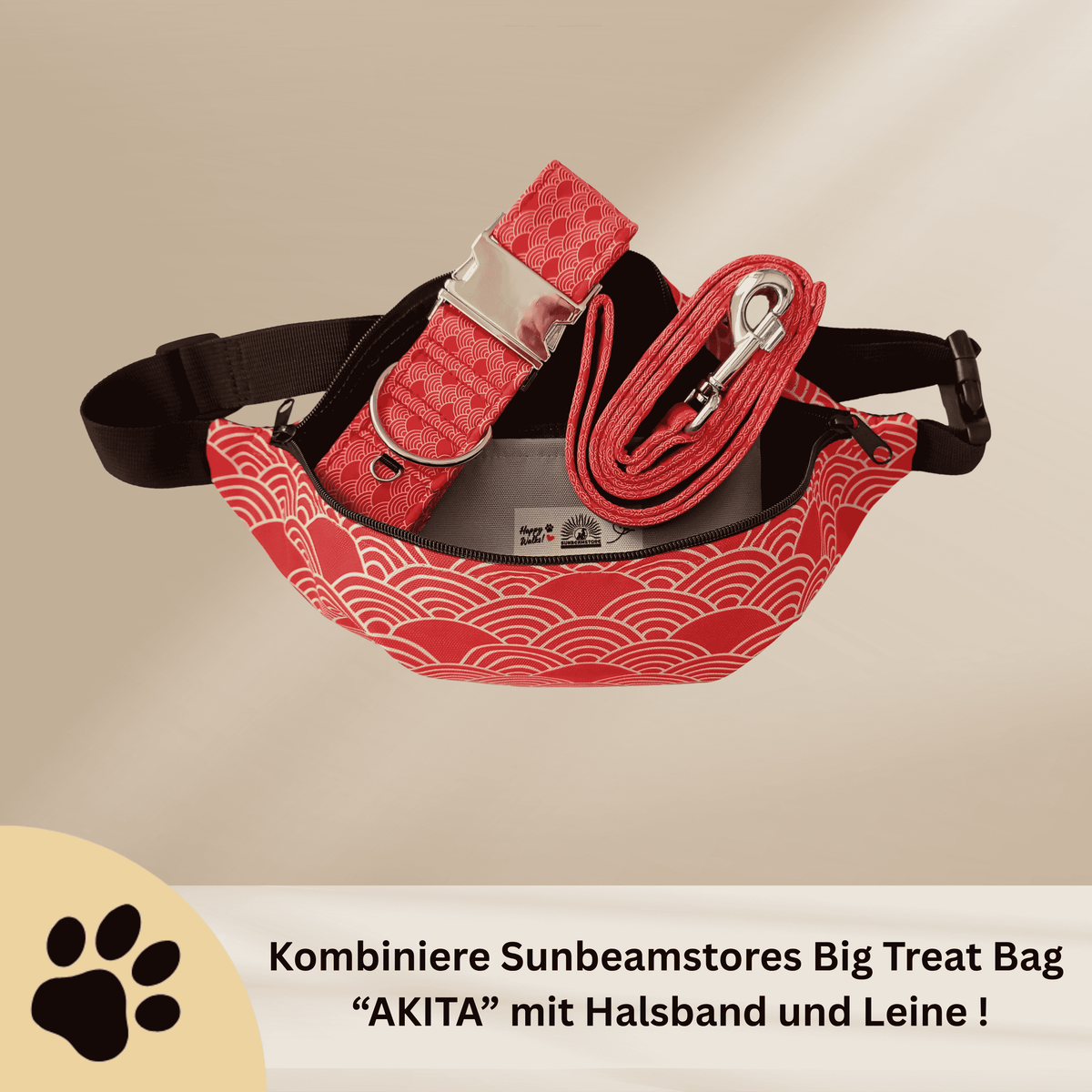AKITA – Design-Hundeleine mit japanischem Wellenmuster & Metallbeschlägen - Sunbeamstore