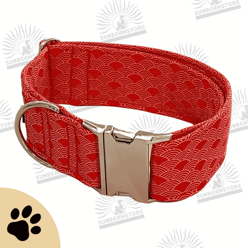 AKITA – Design-Hundehalsband mit japanischem Wellenmuster & Metallverschluss - Sunbeamstore