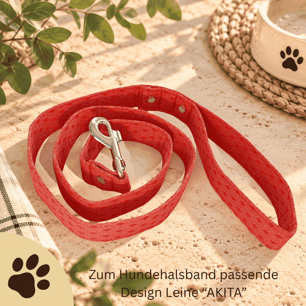 AKITA – Design-Hundehalsband mit japanischem Wellenmuster & Metallverschluss - Sunbeamstore