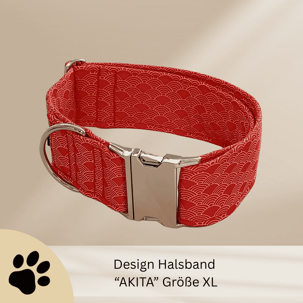 AKITA – Design-Hundehalsband mit japanischem Wellenmuster & Metallverschluss - Sunbeamstore