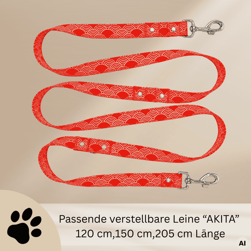 AKITA – Design-Hundehalsband mit japanischem Wellenmuster & Metallverschluss - Sunbeamstore