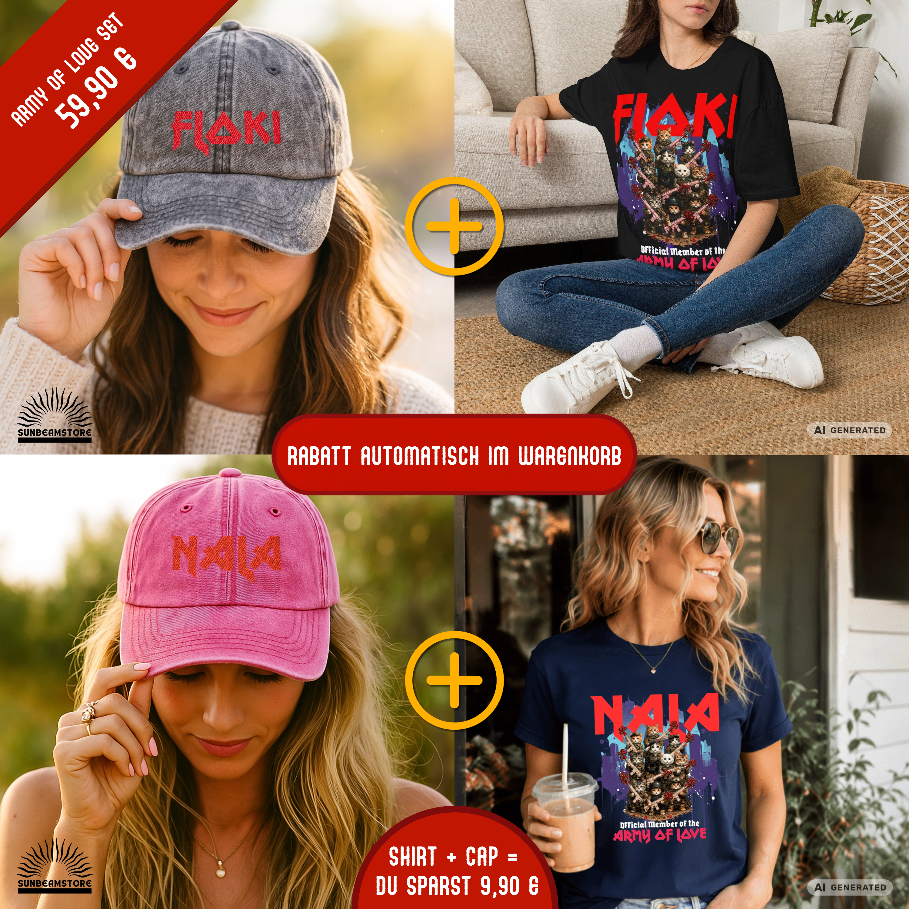 Personalisierte Vintage Cap mit Katzenname – Bestickte Dad Cap | Sunbeamstore - Sunbeamstore