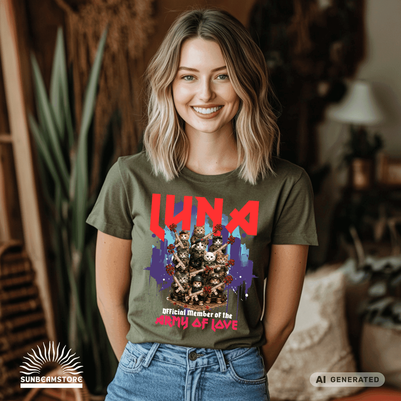 Army of Love – Personalisierbares Katzen T-Shirt | Wunschname | Geschenk für Katzenliebhaber - Sunbeamstore
