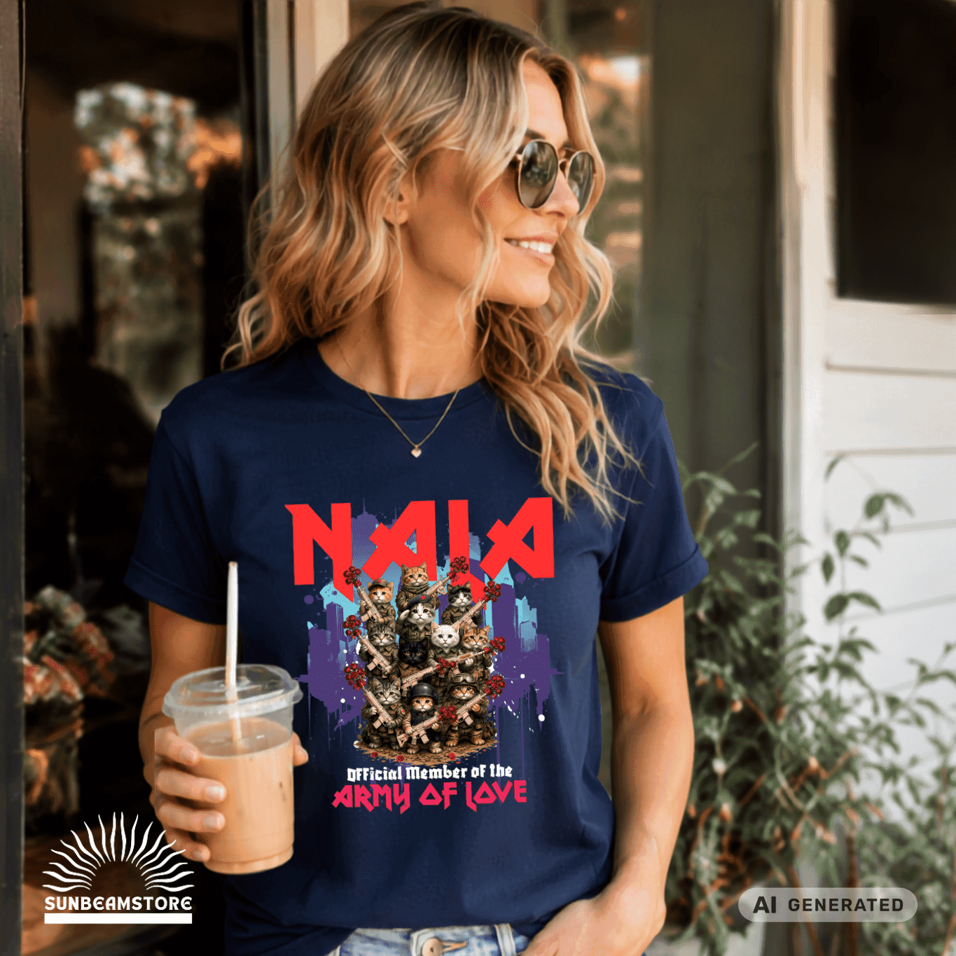 Army of Love – Personalisierbares Katzen T-Shirt | Wunschname | Geschenk für Katzenliebhaber - Sunbeamstore