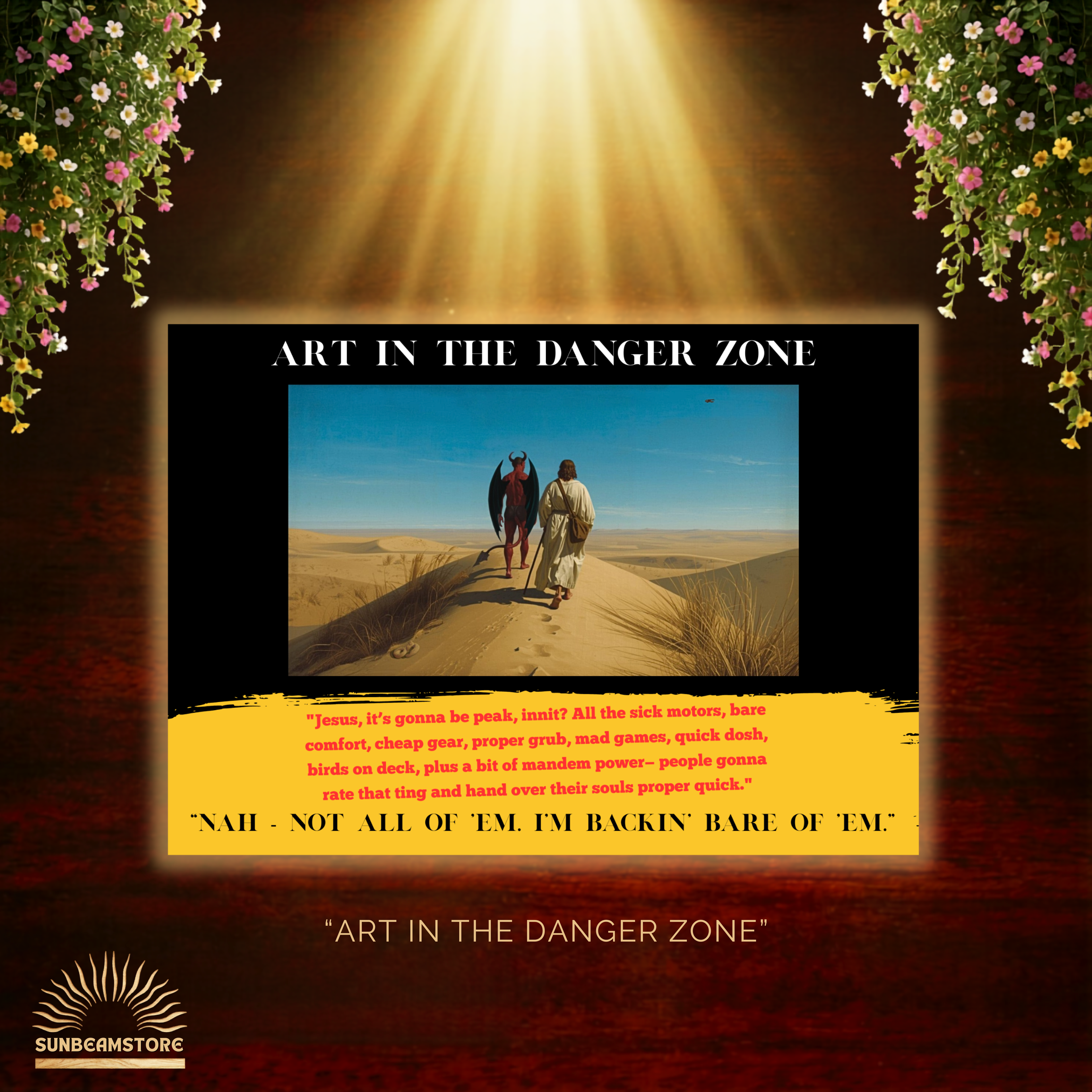 Art in the Danger Zone Poster – surreale Kunst mit Humor | moderne Wandkunst Statement | Concept Art Print