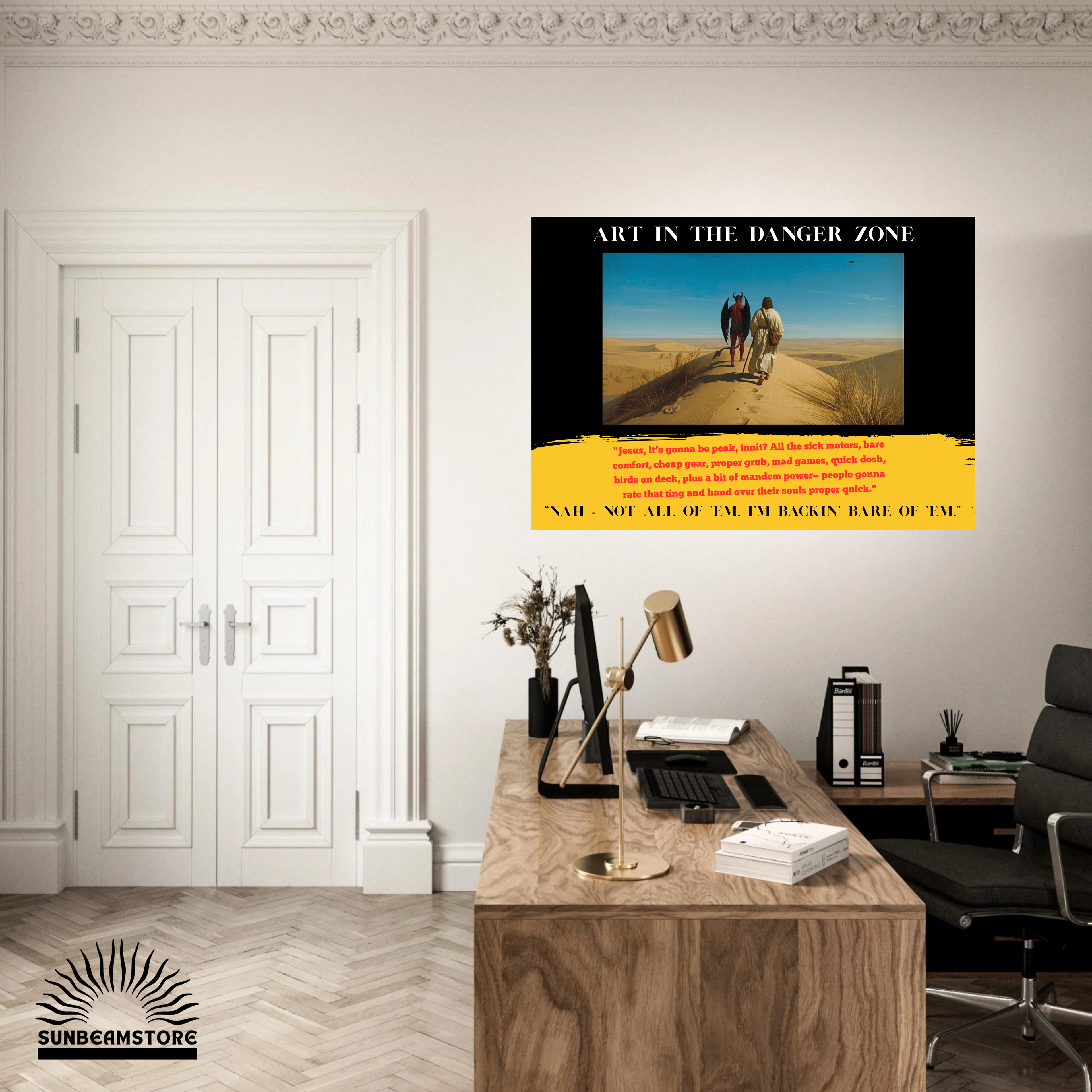 Art in the Danger Zone Poster – surreale Kunst mit Humor | moderne Wandkunst Statement | Concept Art Print