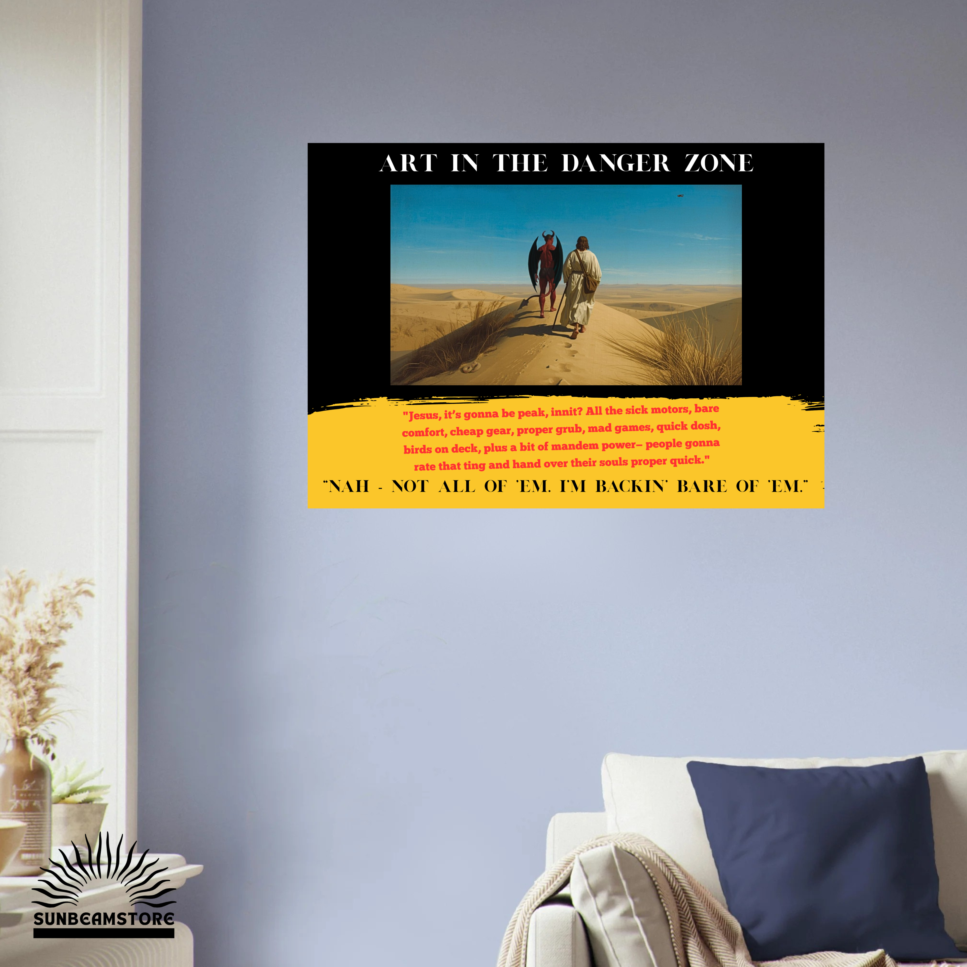 Art in the Danger Zone Poster – surreale Kunst mit Humor | moderne Wandkunst Statement | Concept Art Print