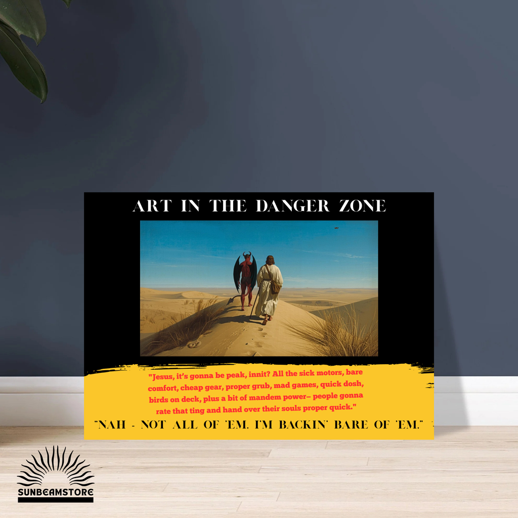 Art in the Danger Zone Poster – surreale Kunst mit Humor | moderne Wandkunst Statement | Concept Art Print