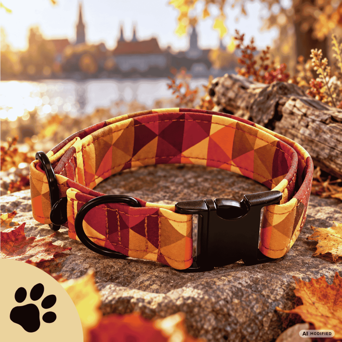 Autumn Lights – Hundehalsband mit geometrischem Herbstdesign | Sunbeamstore - Sunbeamstore