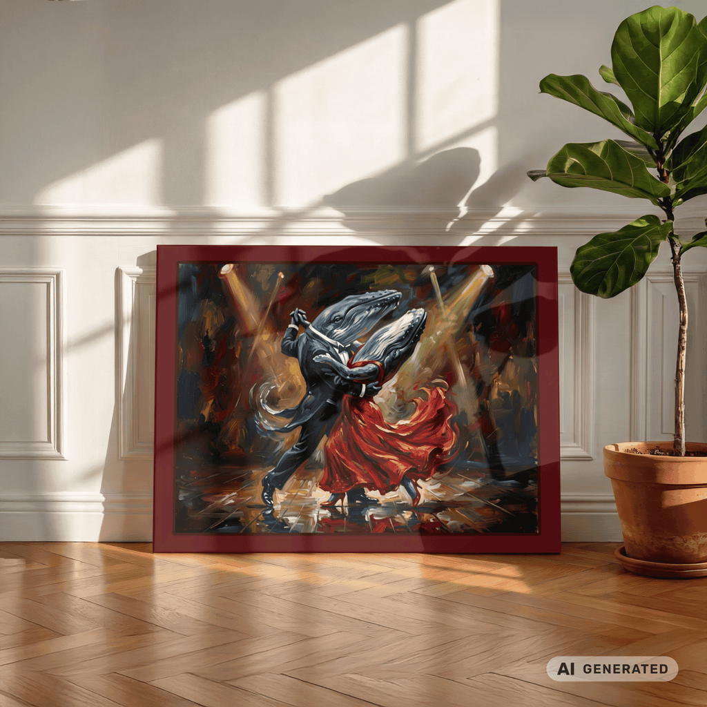 Blue Whale Tango – Elegance in Motion Canvas 60x80 cm / 24x32″ - Sunbeamstore