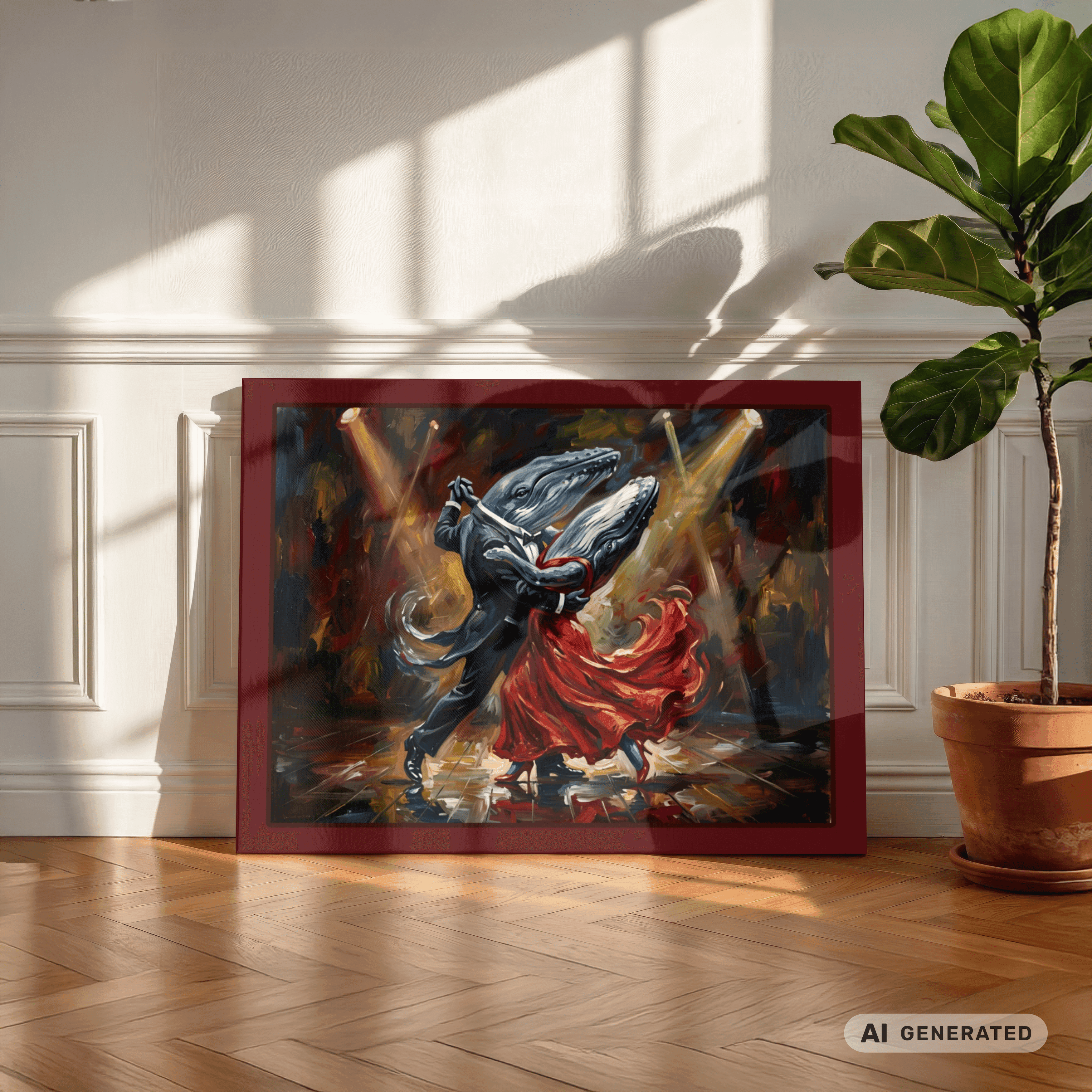 Blue Whale Tango – Elegance in Motion Canvas 60x80 cm / 24x32″ - Sunbeamstore
