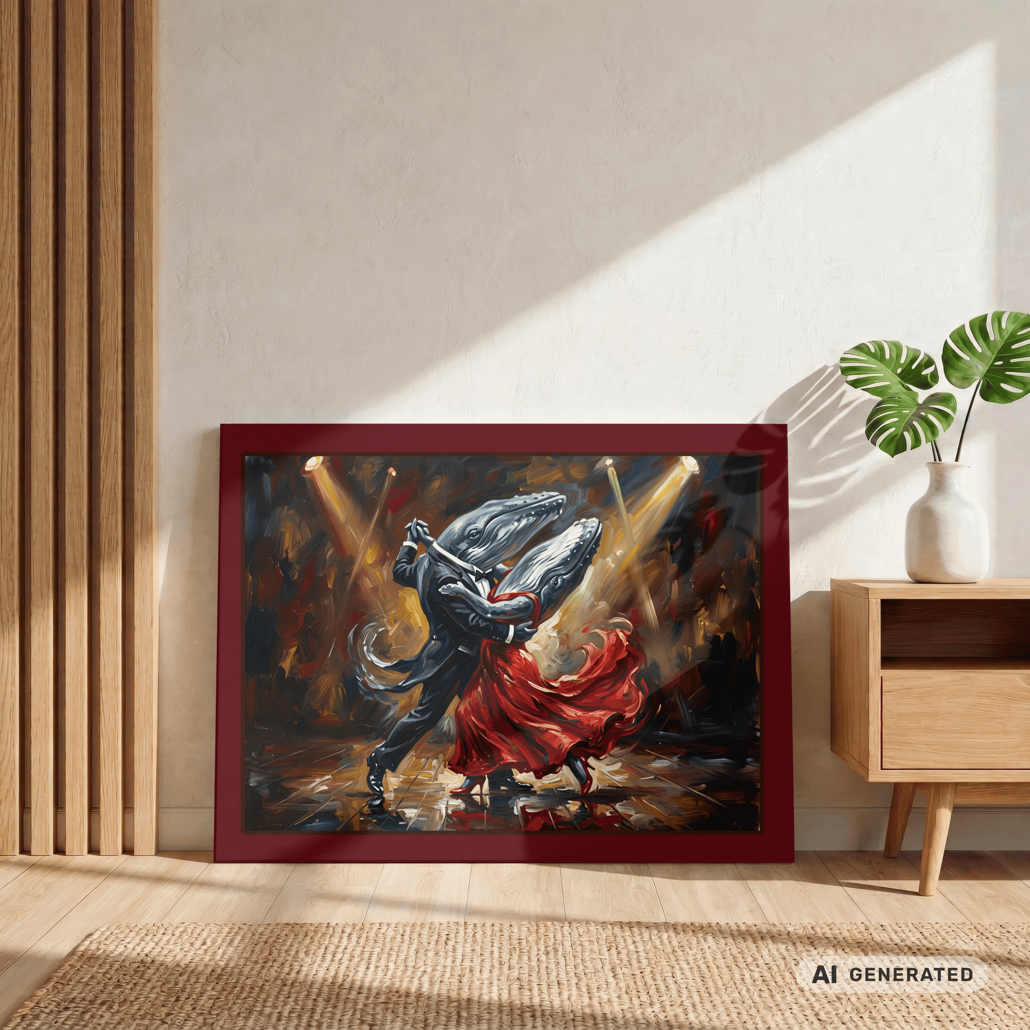 Blue Whale Tango – Elegance in Motion Canvas 60x80 cm / 24x32″ - Sunbeamstore