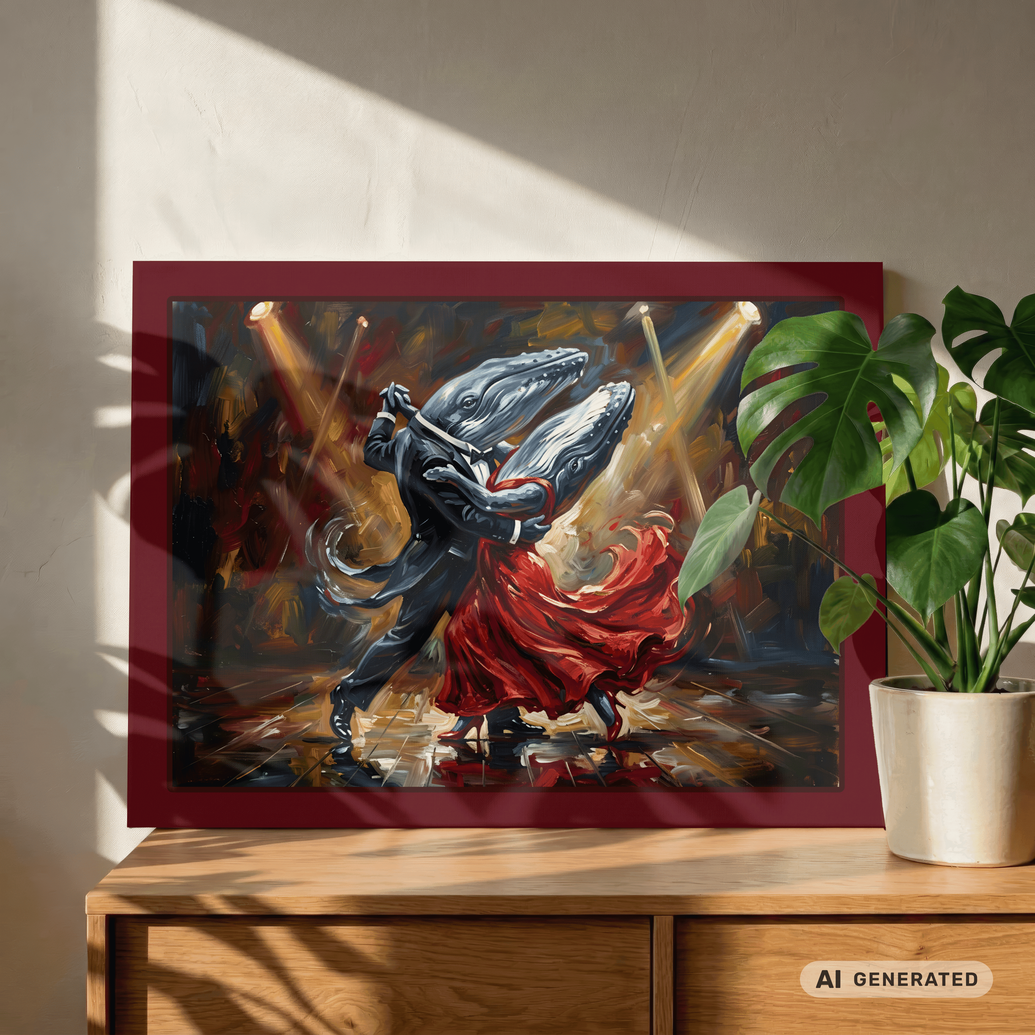 Blue Whale Tango – Elegance in Motion Canvas 60x80 cm / 24x32″ - Sunbeamstore