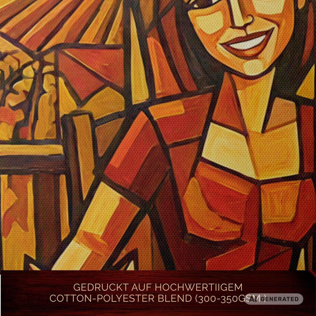 Kubistisches Katzenbild 70 x 100 cm | Warmes Leinwandbild für Katzenliebhaber I Canvas 70x100 cm / 28x40″ - Sunbeamstore