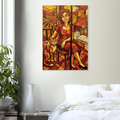 Kubistisches Katzenbild 70 x 100 cm | Warmes Leinwandbild für Katzenliebhaber I Canvas 70x100 cm / 28x40″
