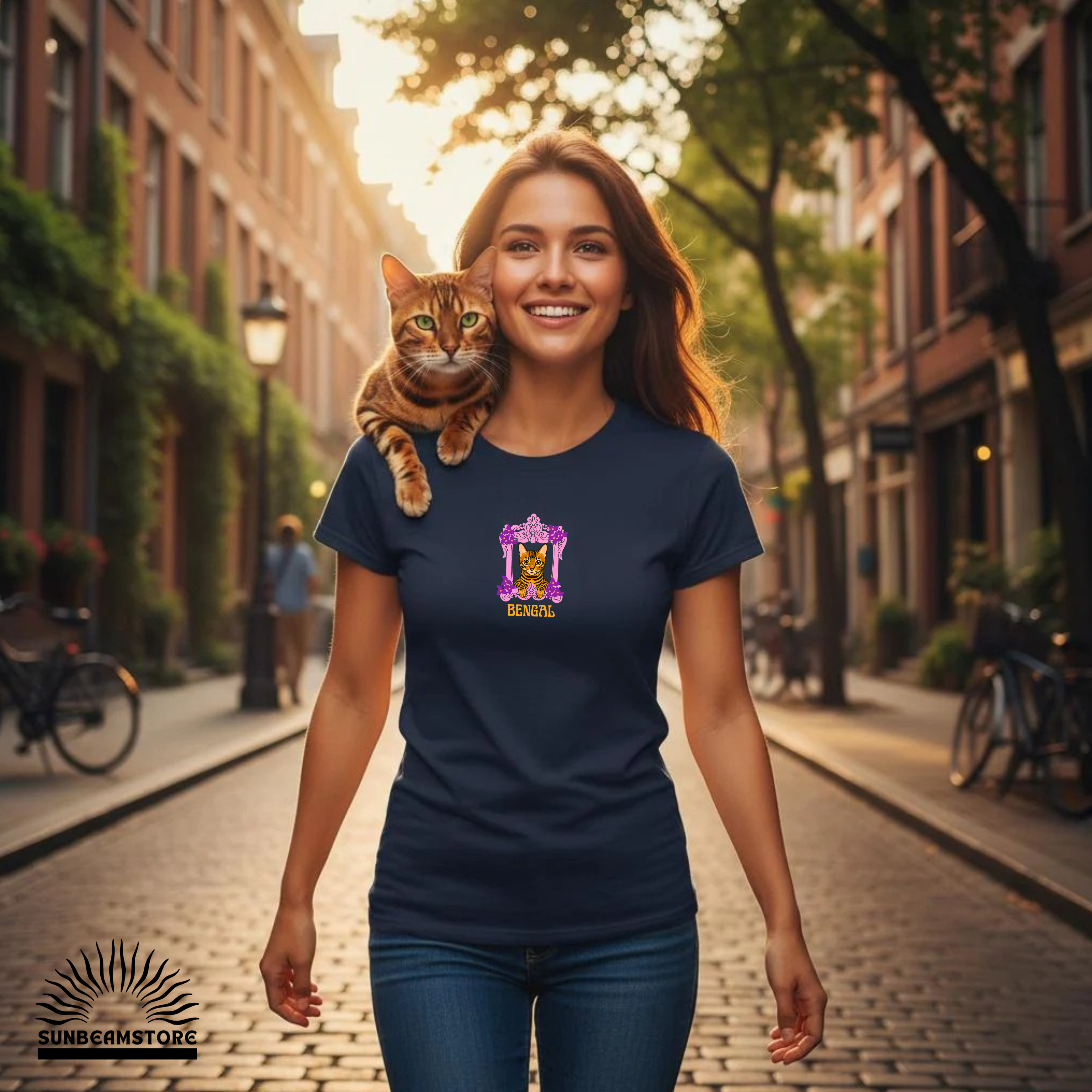 Bengal Katzen T-Shirt Damen | Cat Lover Shirt | Geschenk für Katzenliebhaber | Bengal Cat Shirt