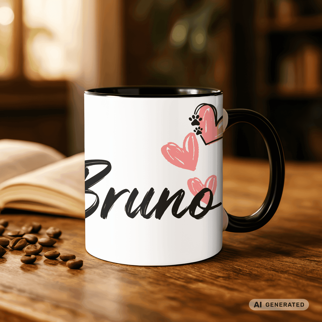 Personalisierte Berner Sennenhund Tasse 11oz – Aquarell Hundemotiv mit Namen | Geschenk für Berner Sennenhund Besitzer | Keramiktasse mit Farbwahl - Sunbeamstore