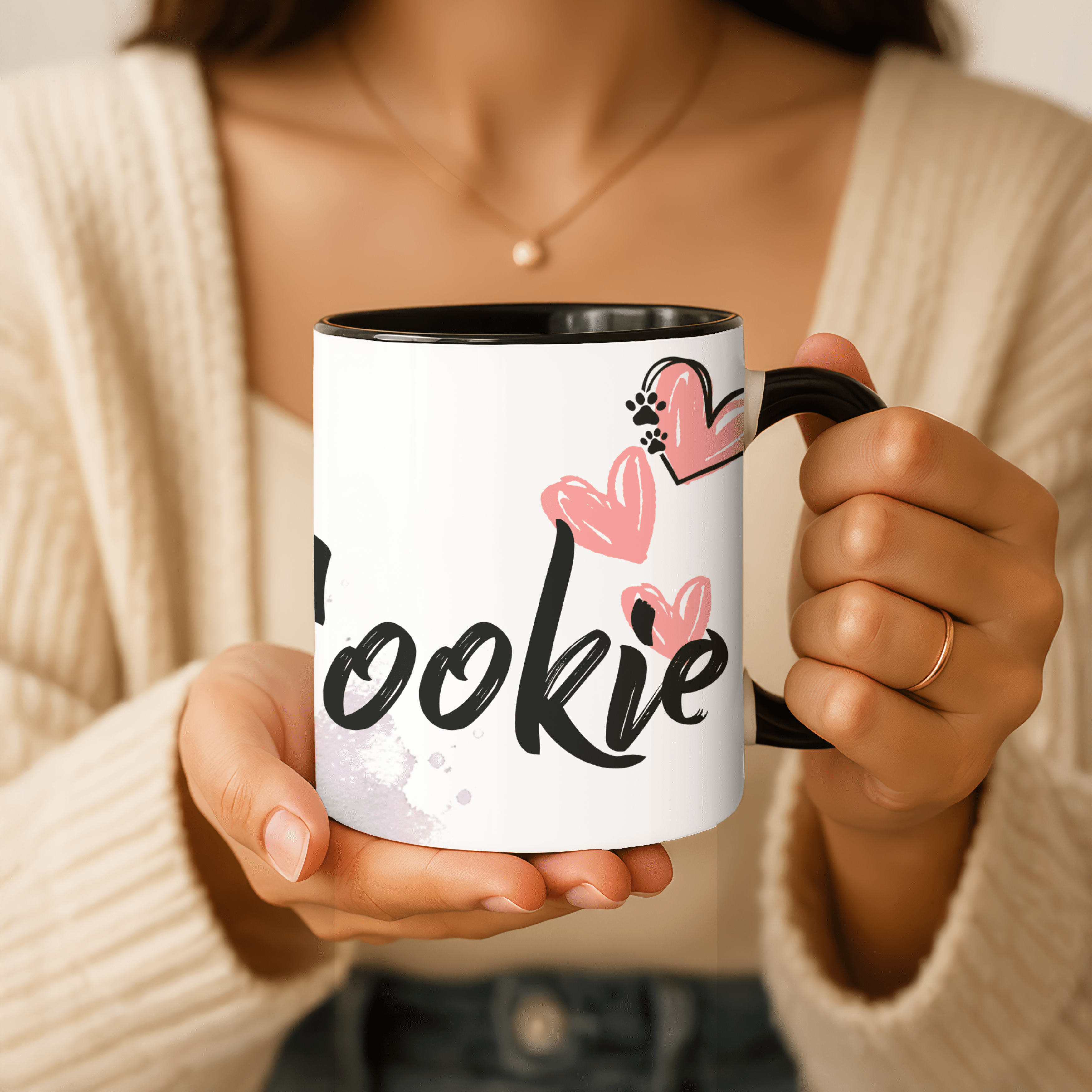 Personalisierte Border Collie Tasse 11oz – Aquarell Hundemotiv mit Namen | Geschenk für Border Collie Besitzer | Keramiktasse mit Farbwahl - Sunbeamstore