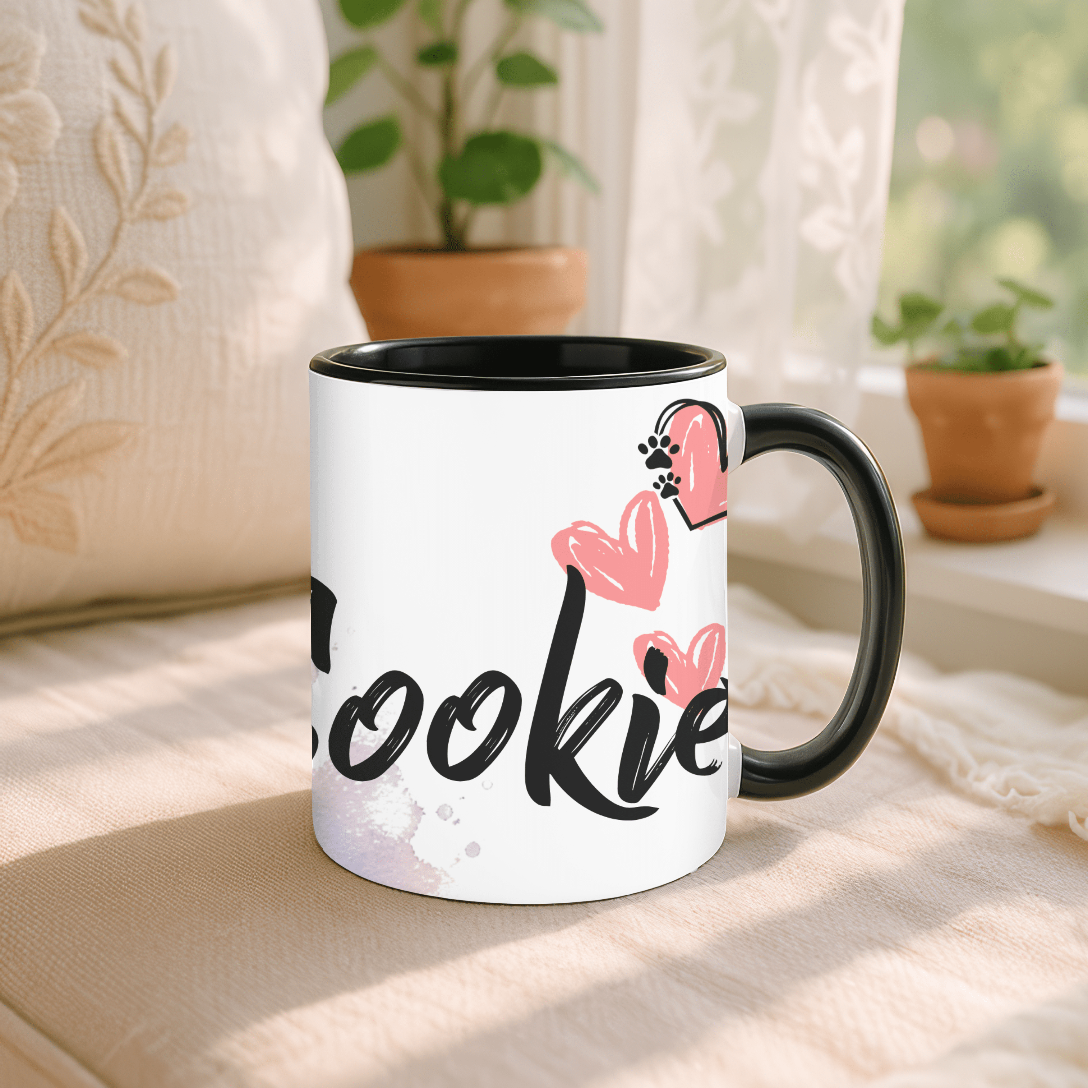 Personalisierte Border Collie Tasse 11oz – Aquarell Hundemotiv mit Namen | Geschenk für Border Collie Besitzer | Keramiktasse mit Farbwahl - Sunbeamstore