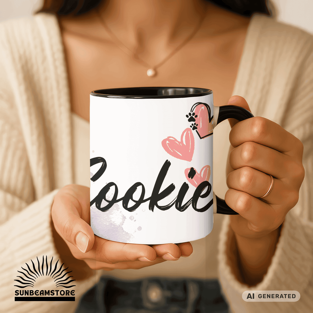 Personalisierte Border Collie Tasse 11oz – Aquarell Hundemotiv mit Namen | Geschenk für Border Collie Besitzer | Keramiktasse mit Farbwahl - Sunbeamstore