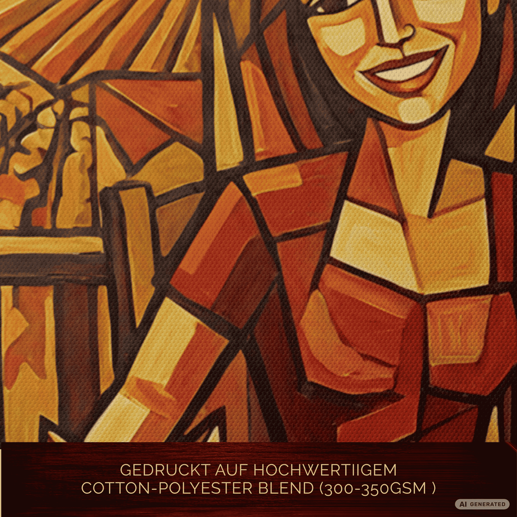Kubistisches Katzenbild 70 x 100 cm | Warmes Leinwandbild für Katzenliebhaber I Canvas 70x100 cm / 28x40″ - Sunbeamstore