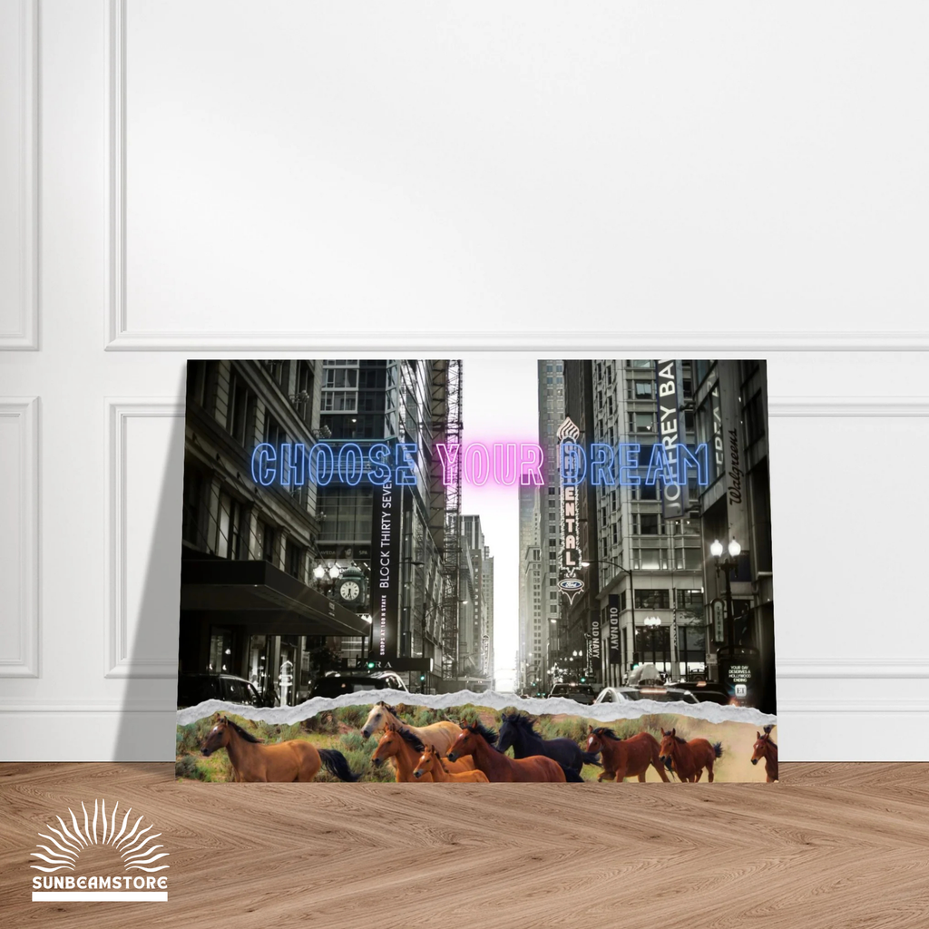 NATURE RECLAIMS Series – Part II  | Choose Your Dream | Schwarz-Weiß Neon Wandbild | Urban Concept Art | 70x100 cm Foam Print