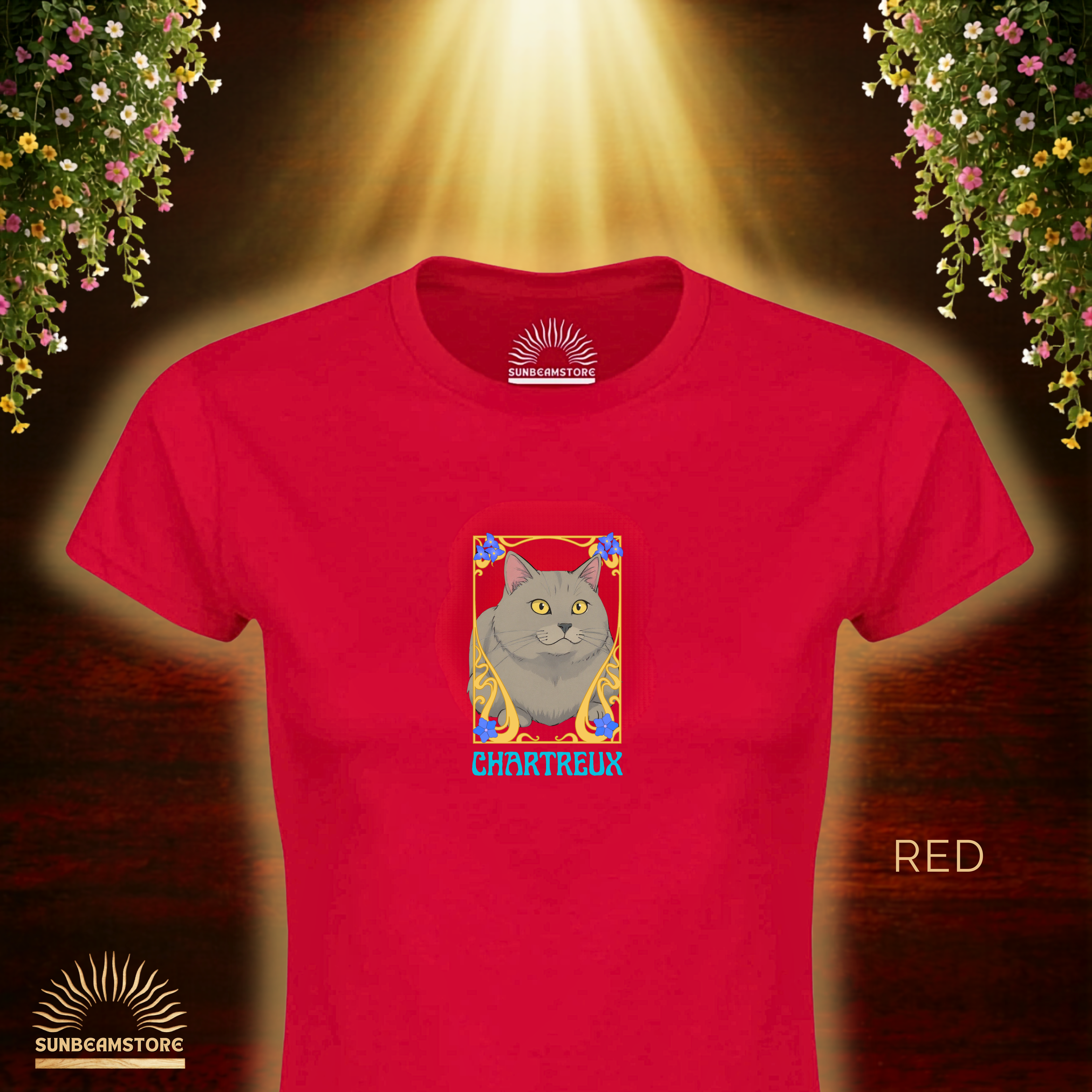 Chartreux Cat T-Shirt – Ästhetisches Katzenmotiv im Jugendstil | Cute & Elegant Cat Lover Gift