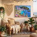 Traumküsten Serie Part I – Mediterrane Küstenlandschaft auf Leinwand | Holzrahmen Wandbild für Balkon & Terrasse | Urlaubsfeeling für Zuhause