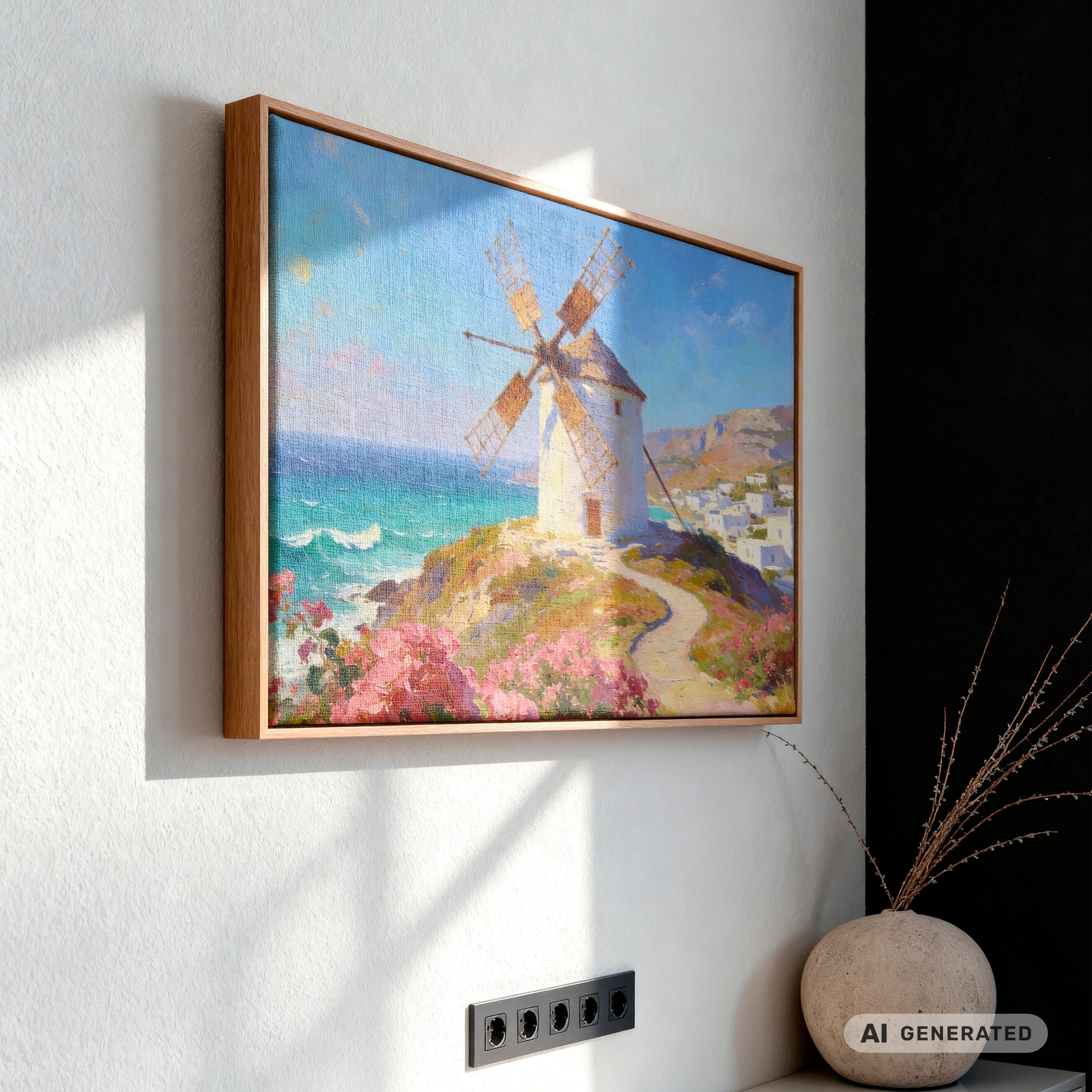 Traumküsten Serie Part II - Mediterrane Küstenlandschaft auf Leinwand | Holzrahmen Wandbild für Balkon & Terrasse | Urlaubsfeeling für Zuhause - Sunbeamstore