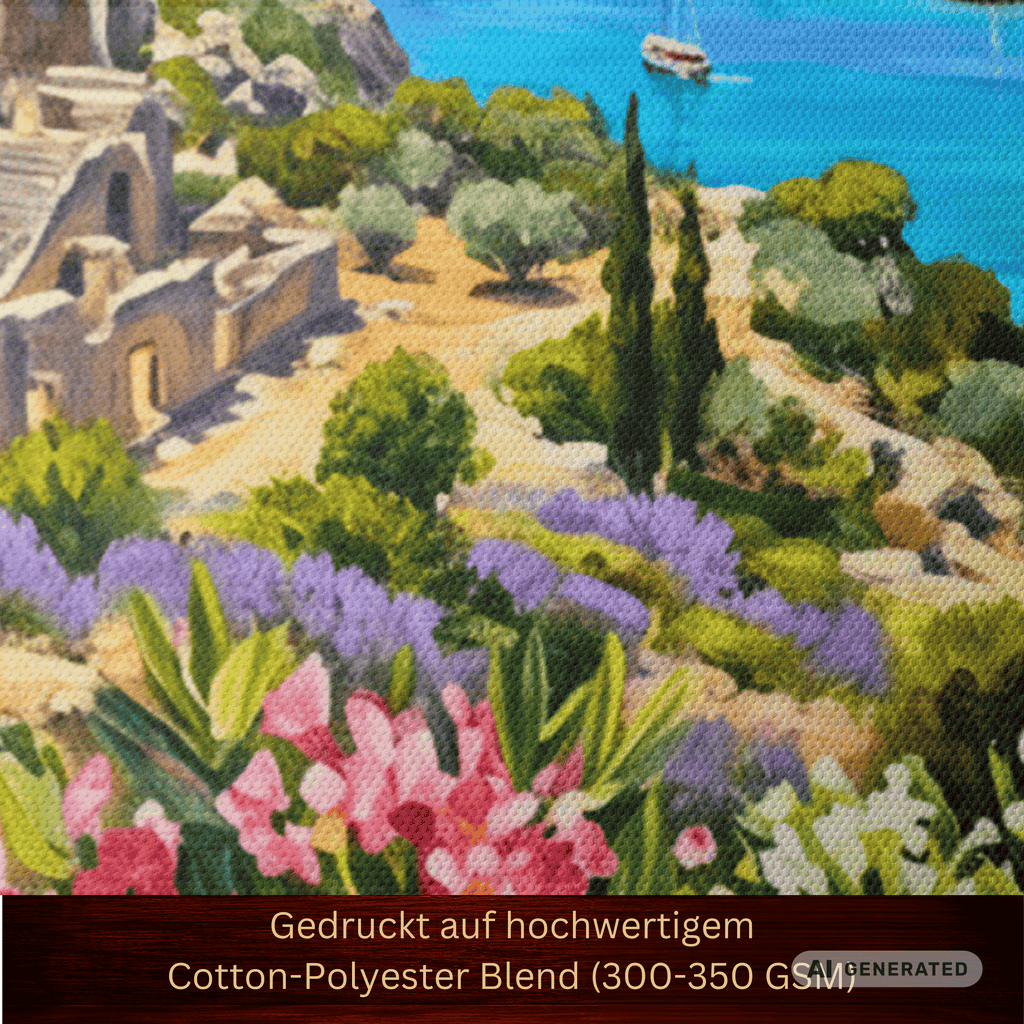 Traumküsten Serie Part III – Mediterrane Küstenlandschaft auf Leinwand Erhältlich in 60 × 80 cm I| Holzrahmen Wandbild für Balkon & Terrasse | Urlaubsfeeling für Zuhause - Sunbeamstore