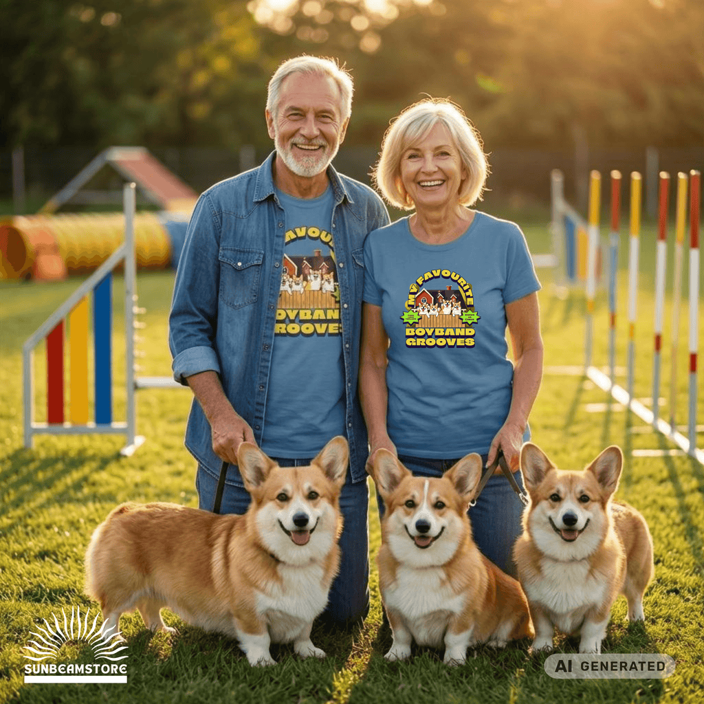 Corgi T-Shirt „My Favourite Boyband Grooves“ – Lustiges Hunde Shirt – Geschenk für Corgi Liebhaber – Premium Unisex Crewneck T-shirt | Bella + Canvas 3001 - Sunbeamstore