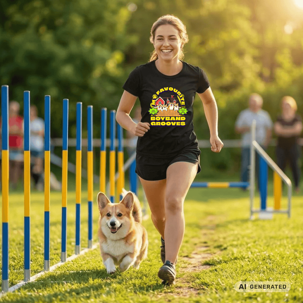 Corgi T-Shirt „My Favourite Boyband Grooves“ – Lustiges Hunde Shirt – Geschenk für Corgi Liebhaber – Premium Unisex Crewneck T-shirt | Bella + Canvas 3001 - Sunbeamstore