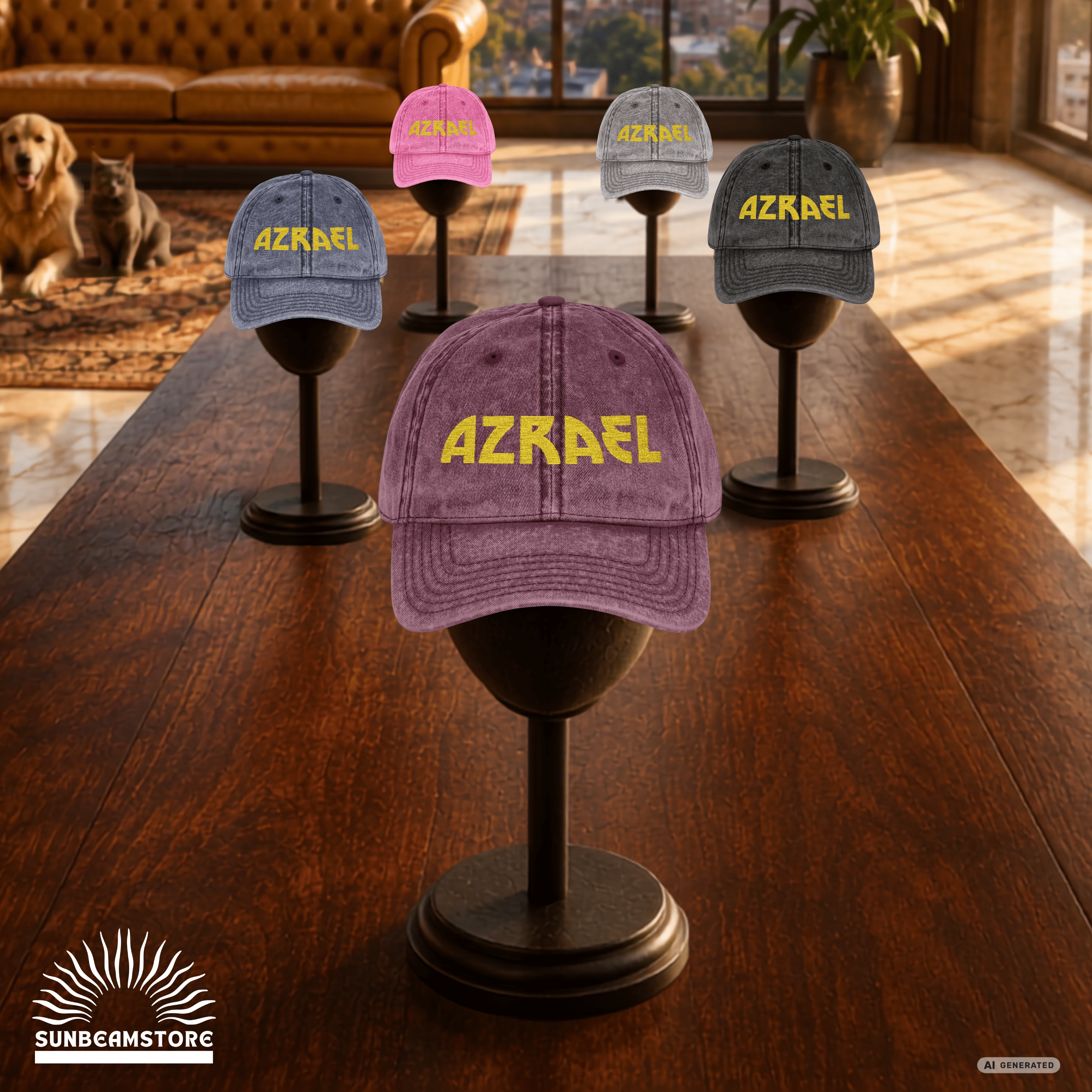 Vintage Dad Cap personalisiert – Katzenname in Gold gestickt | Sunbeamstore - Sunbeamstore