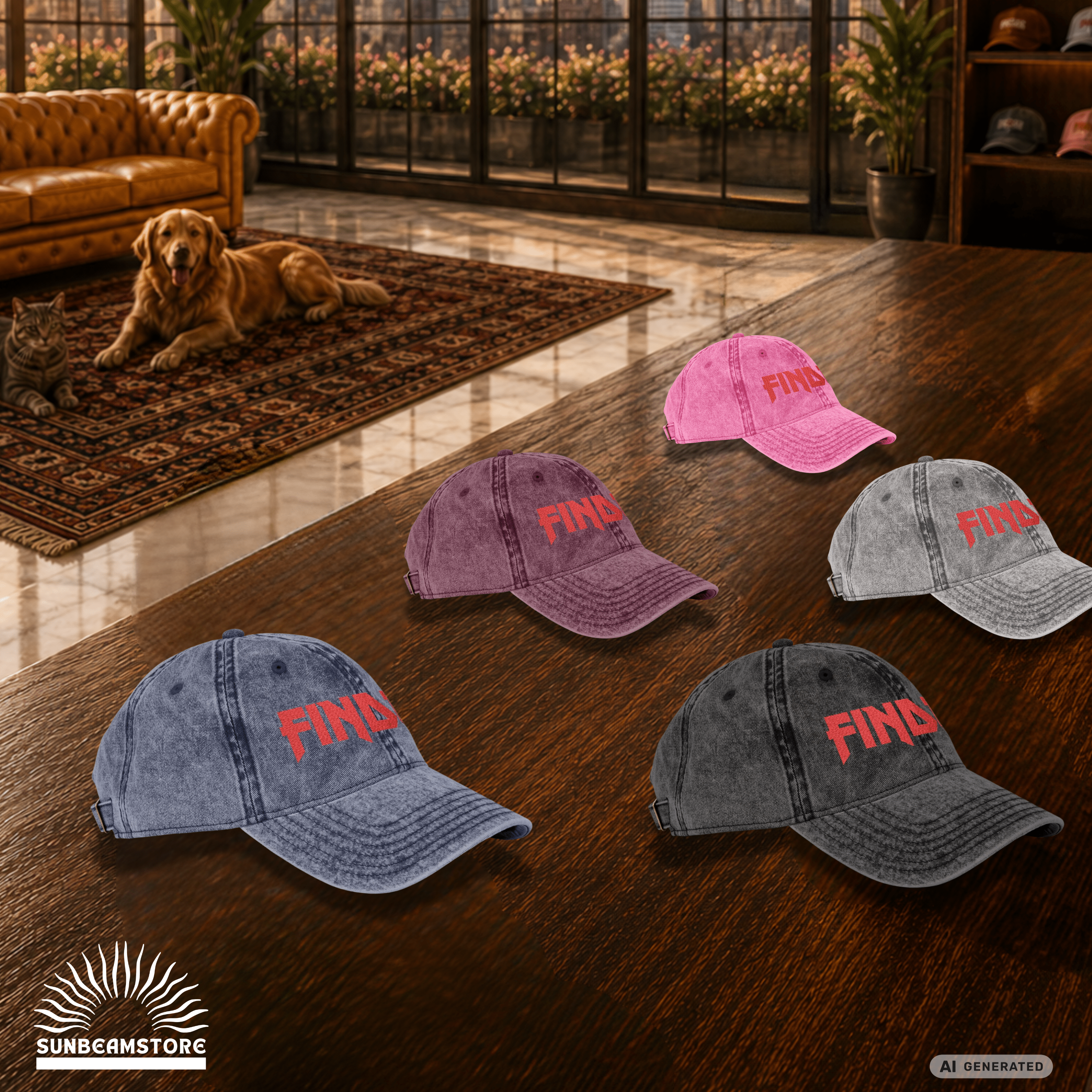 Personalisierte Vintage Cap mit Katzenname – Bestickte Dad Cap | Sunbeamstore - Sunbeamstore