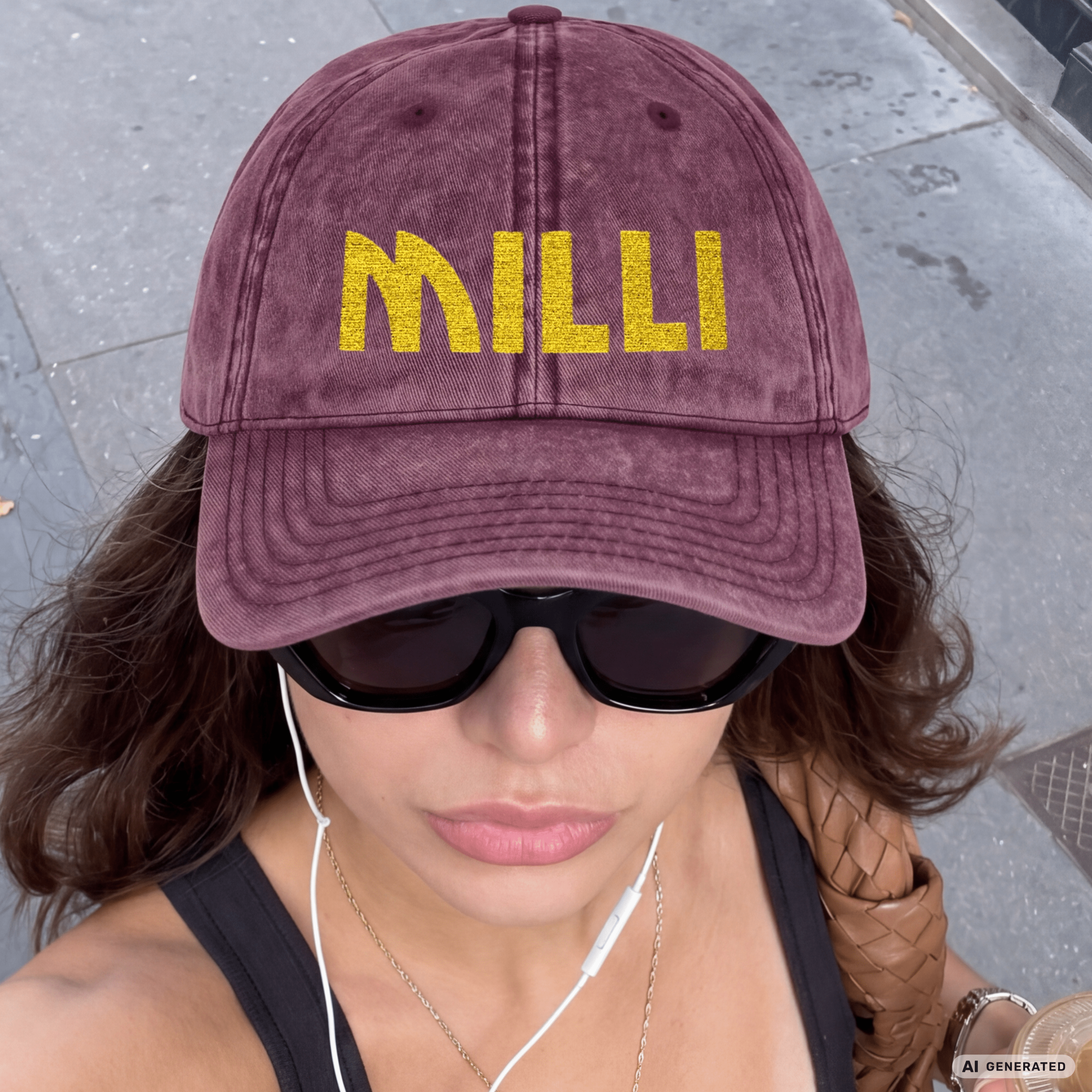 Vintage Dad Cap personalisiert – Katzenname in Gold gestickt | Sunbeamstore - Sunbeamstore