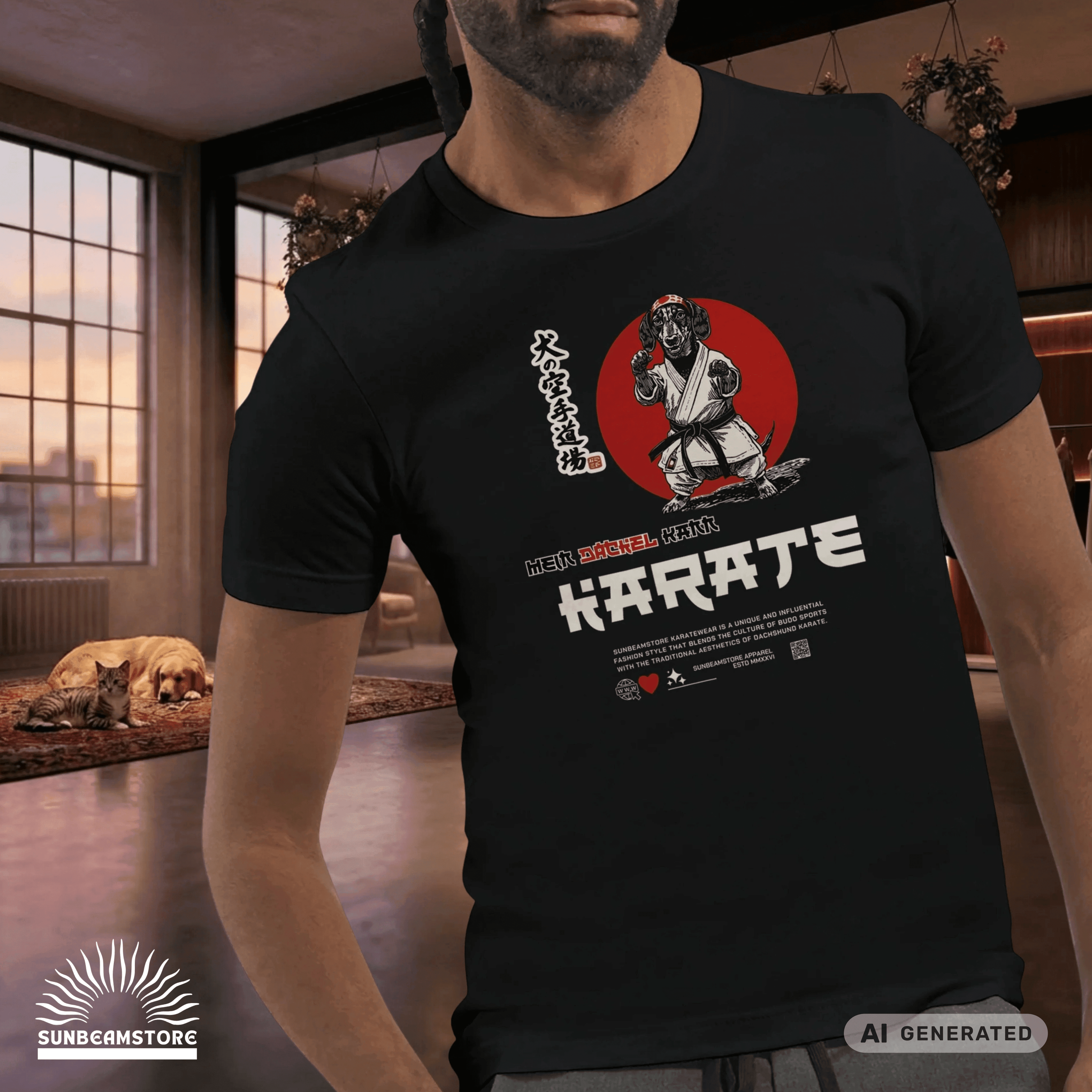 Dackel Karate T-Shirt – Lustiges Hundeshirt für Dackel Fans | Funny Dachshund Shirt Premium Unisex Crewneck T-shirt | Bella + Canvas 3001 - Sunbeamstore