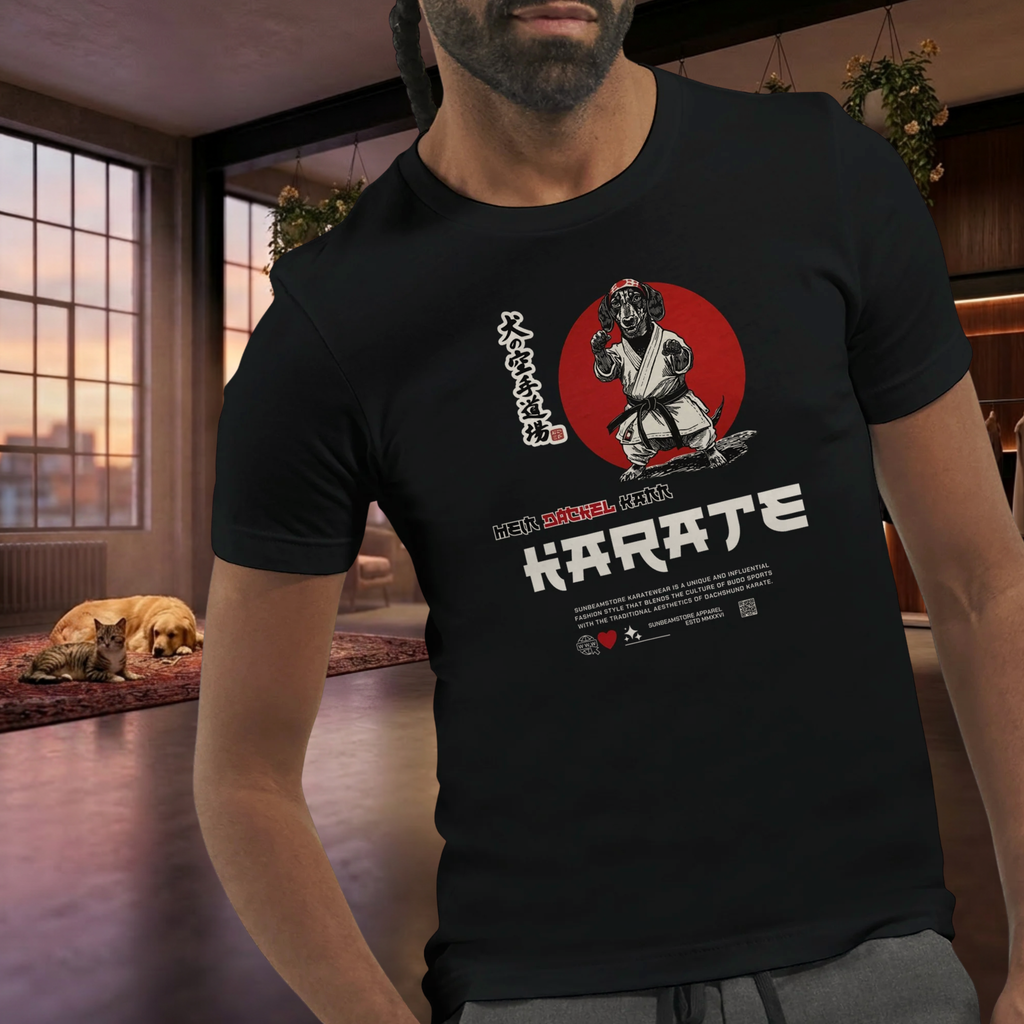 Dackel Karate T-Shirt – Lustiges Hundeshirt für Dackel Fans | Funny Dachshund Shirt Premium Unisex Crewneck T-shirt | Bella + Canvas 3001