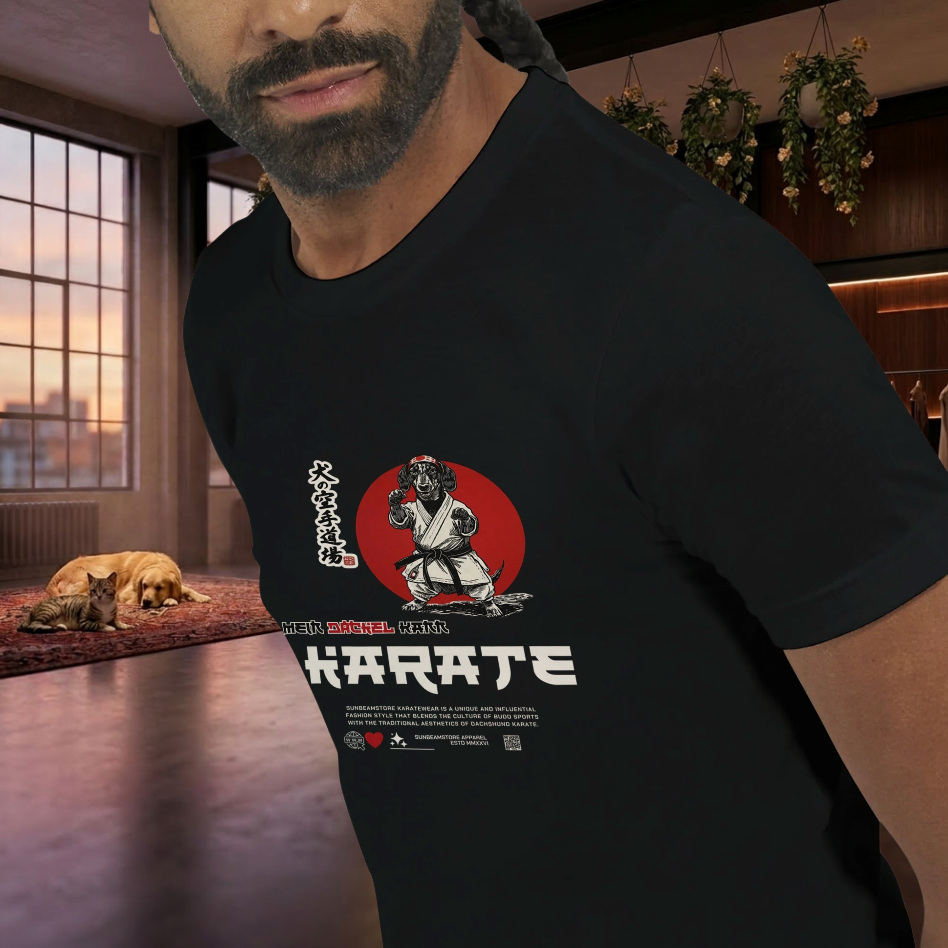 Dackel Karate T-Shirt – Lustiges Hundeshirt für Dackel Fans | Funny Dachshund Shirt Premium Unisex Crewneck T-shirt | Bella + Canvas 3001