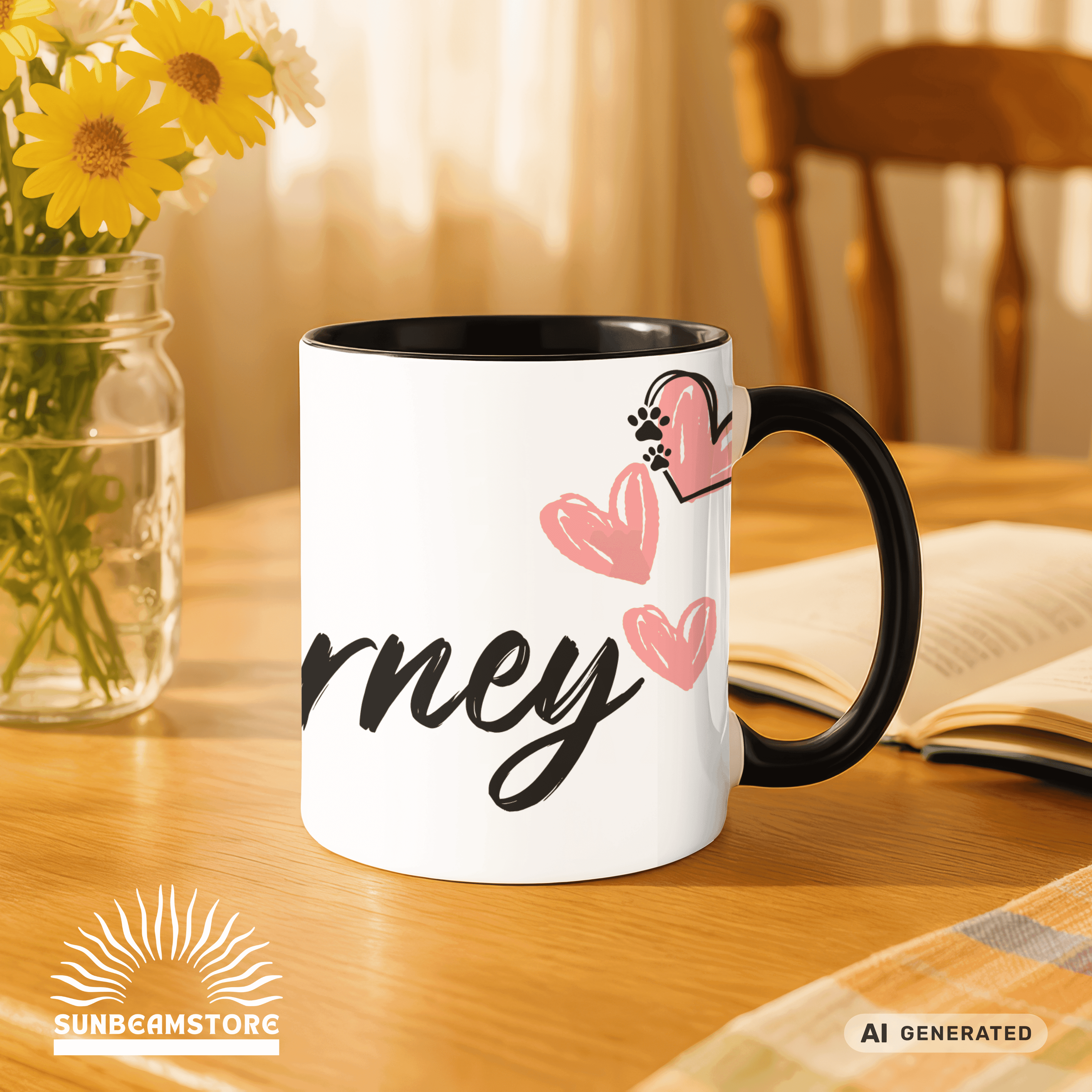 Personalisierte Dalmatiner Tasse 11oz – Aquarell Hundemotiv mit Namen | Geschenk für Dalmatiner Besitzer | Keramiktasse mit Farbwahl - Sunbeamstore