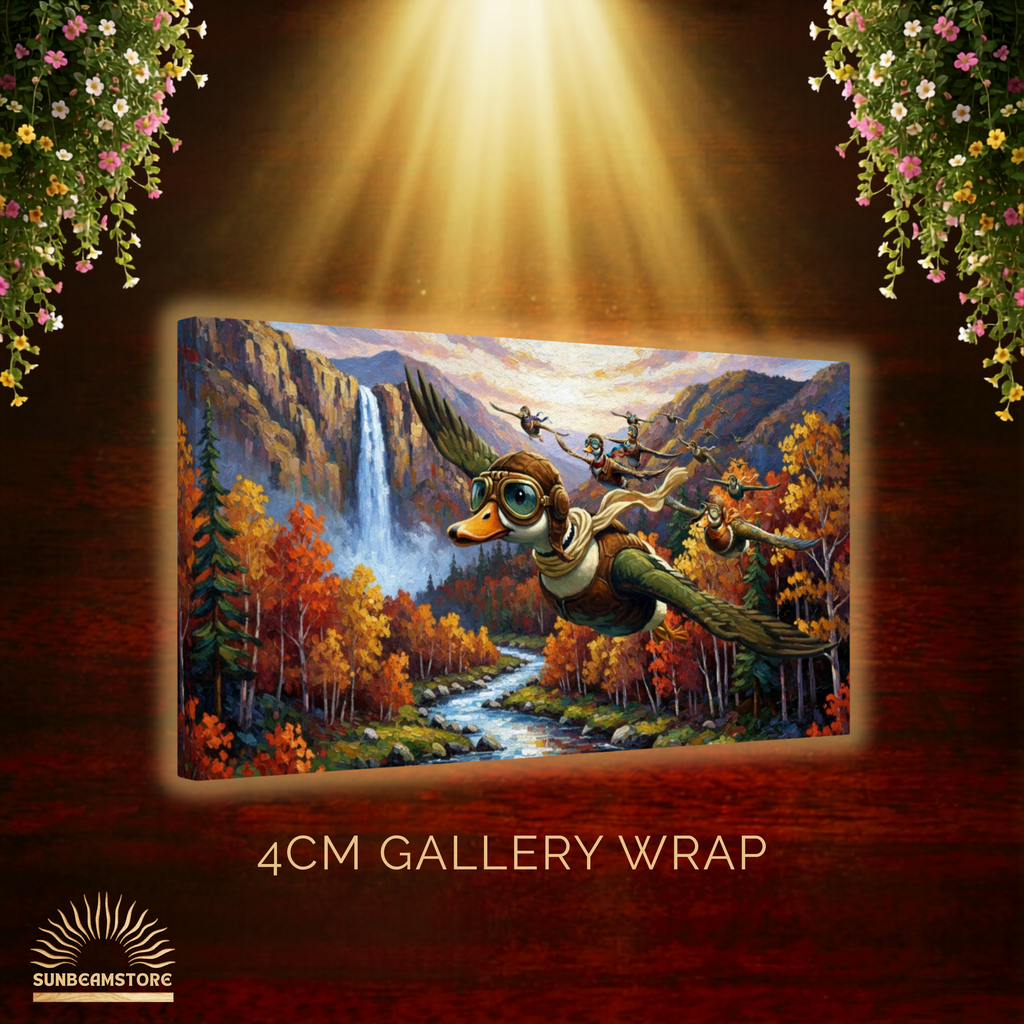 Ducks flying through the autumn valley   Canvas