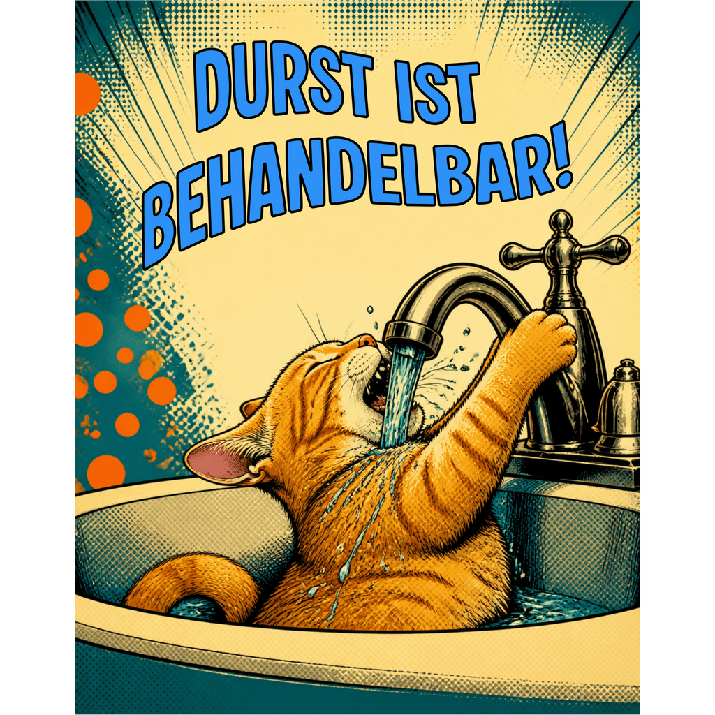 💧🐱 Katzen Trinkflasche "Durst ist behandelbar!" | Edelstahl Isolierflasche 500 ml | Lustiges Geschenk für Katzenfans - Sunbeamstore
