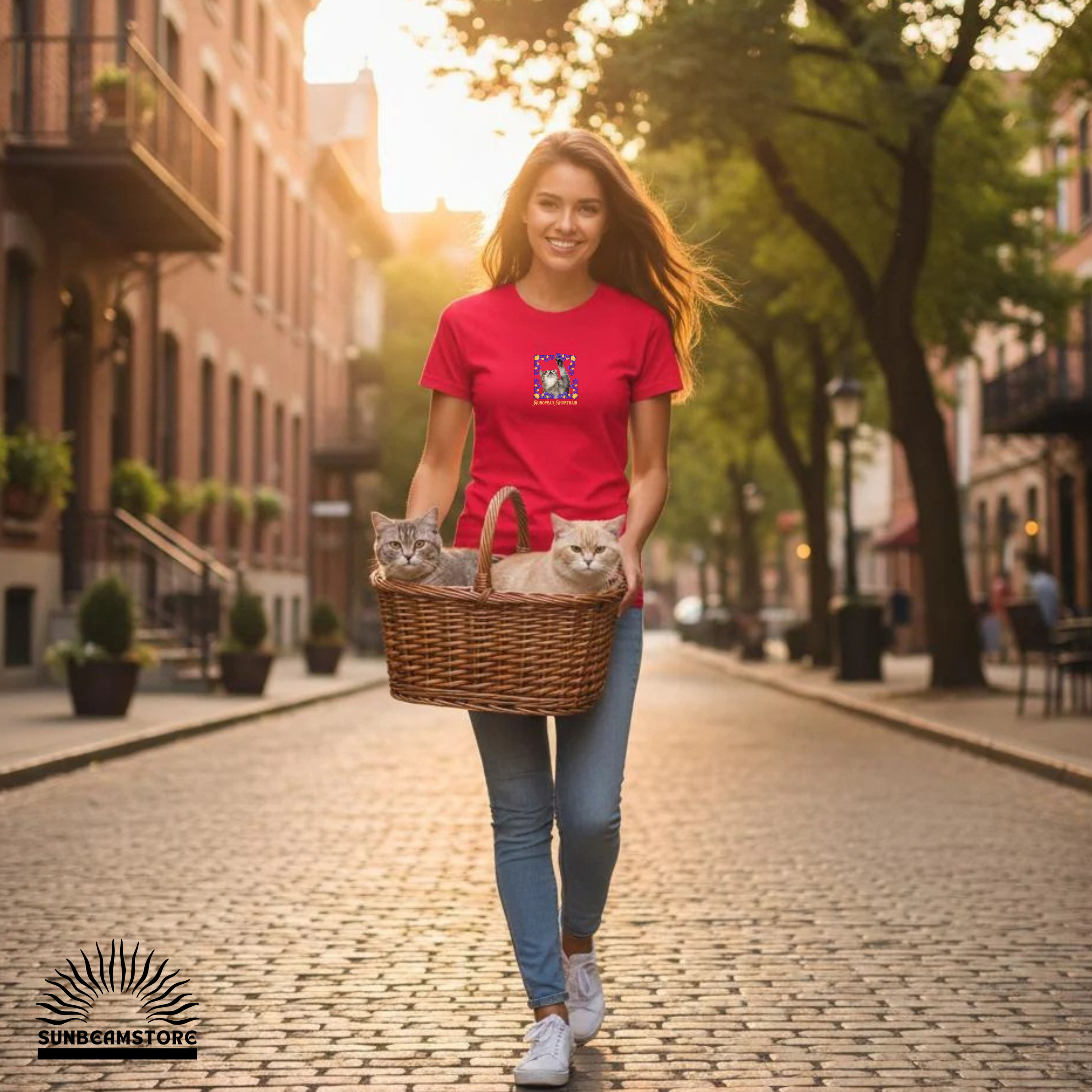 Europäisch Kurzhaar Katzen T-Shirt Damen | European Shorthair Cat Shirt | Cat Lover Shirt | Geschenk für Katzenliebhaber