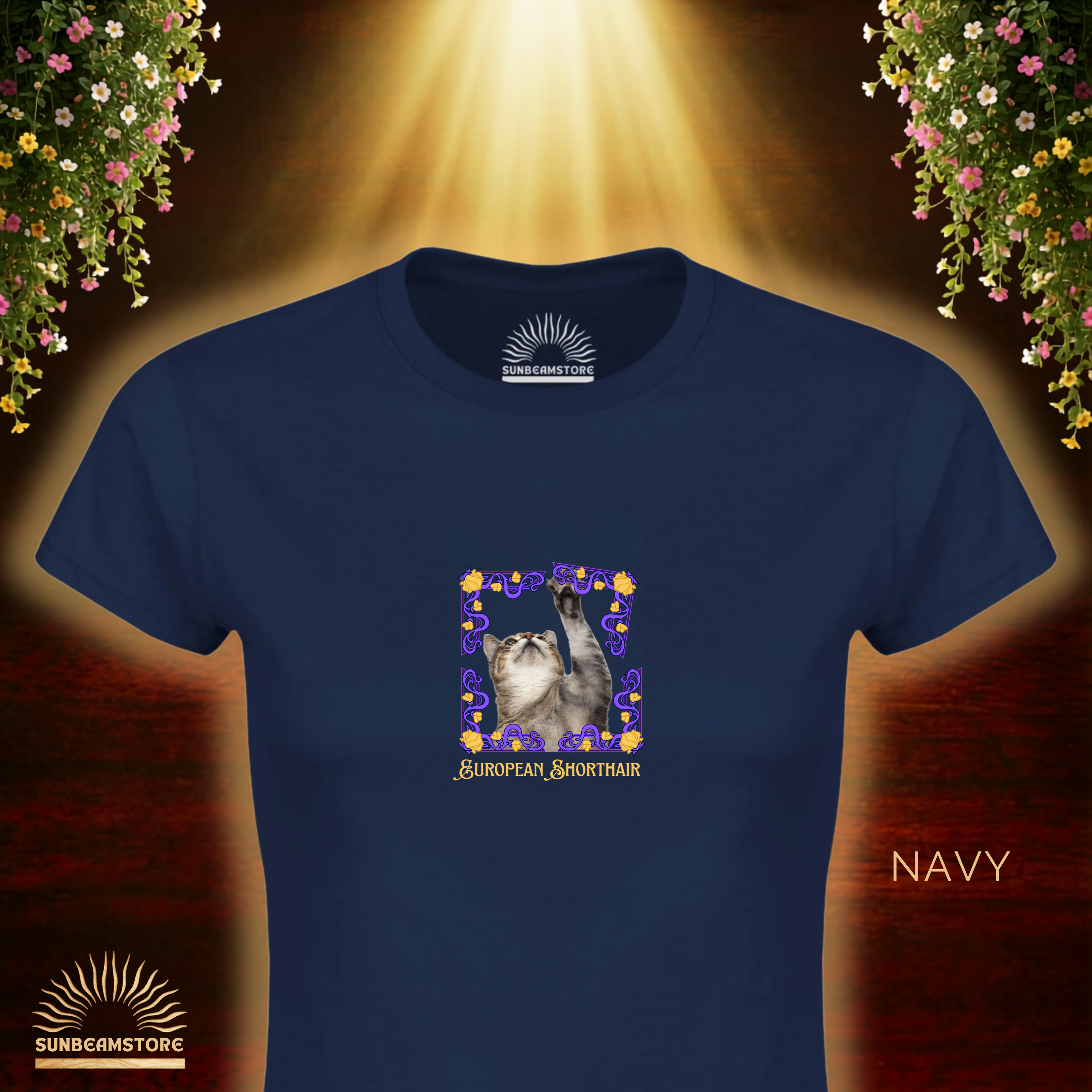 Europäisch Kurzhaar Katzen T-Shirt Damen | European Shorthair Cat Shirt | Cat Lover Shirt | Geschenk für Katzenliebhaber