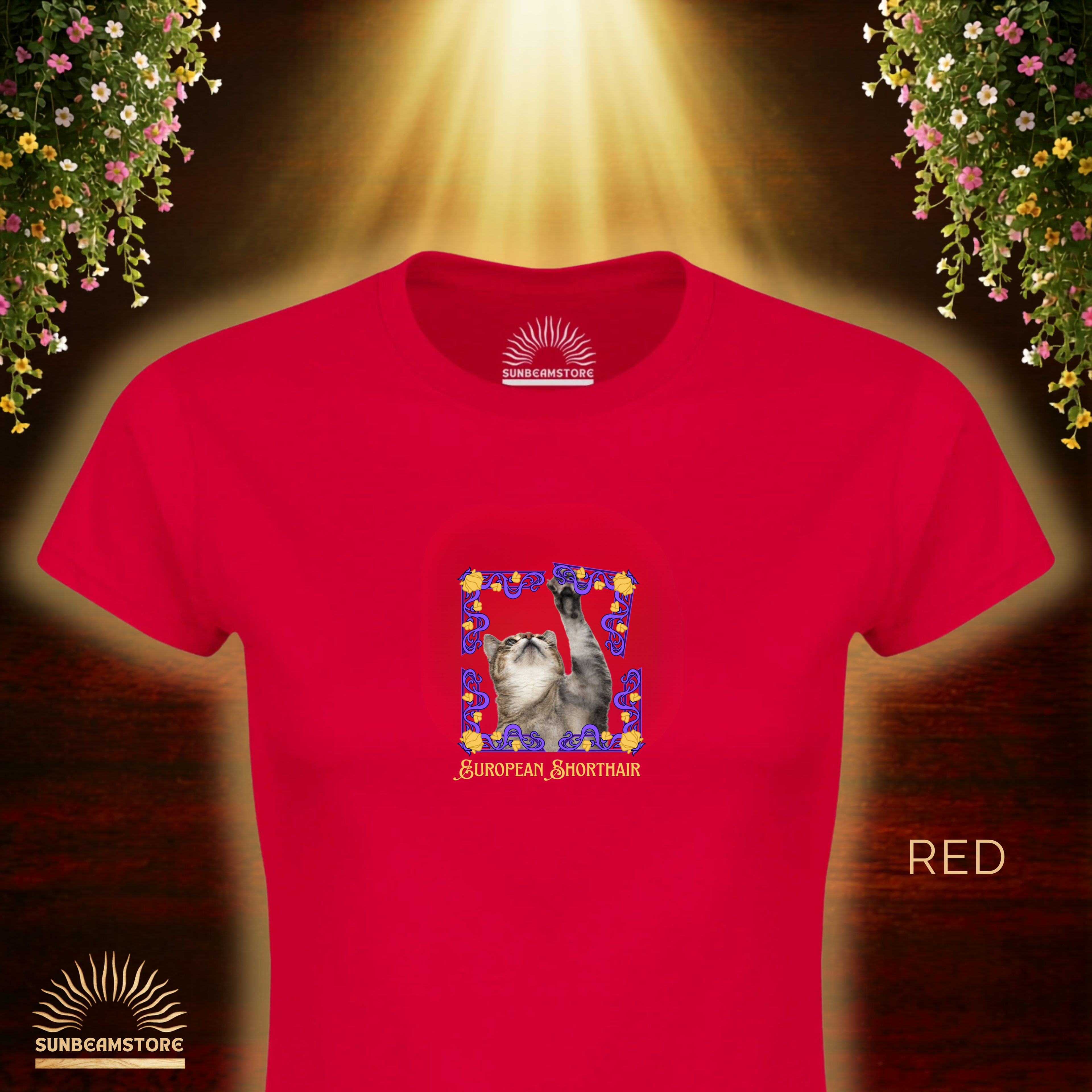 Europäisch Kurzhaar Katzen T-Shirt Damen | European Shorthair Cat Shirt | Cat Lover Shirt | Geschenk für Katzenliebhaber