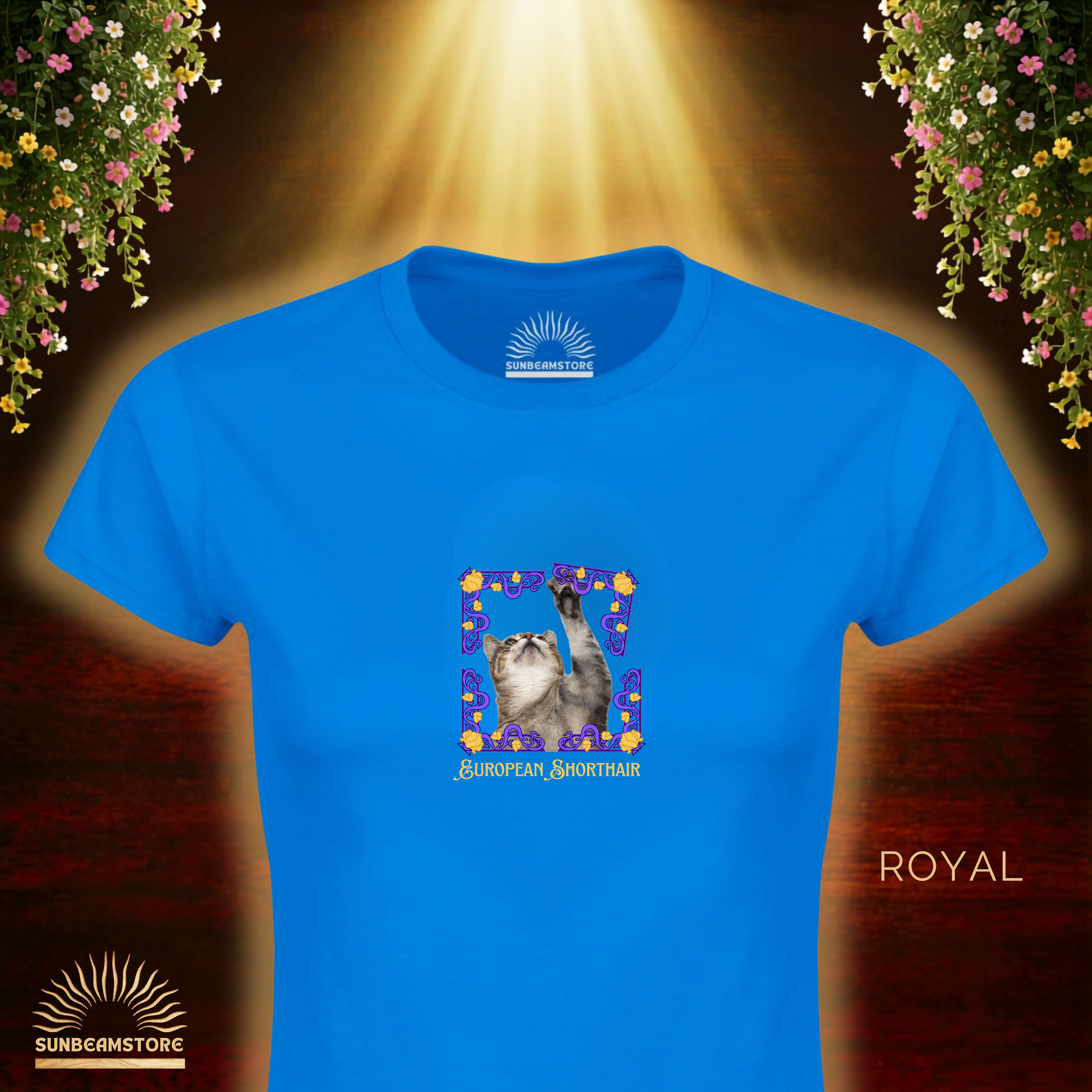 Europäisch Kurzhaar Katzen T-Shirt Damen | European Shorthair Cat Shirt | Cat Lover Shirt | Geschenk für Katzenliebhaber