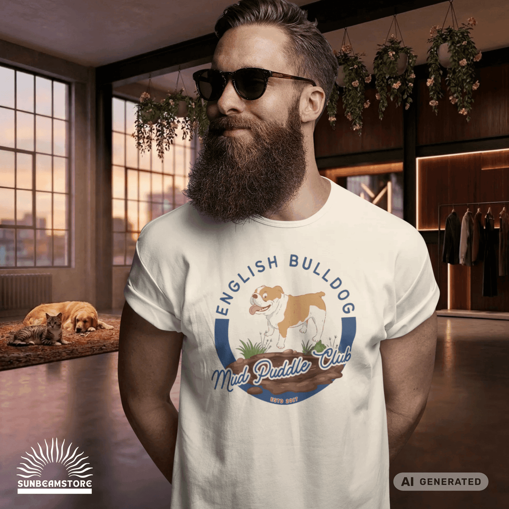 Englische Bulldogge T-Shirt – Lustiges Hundeshirt „Mud Puddle Club“ | Bulldog Lover Shirt Premium Unisex Crewneck T-shirt | Bella + Canvas 3001 - Sunbeamstore