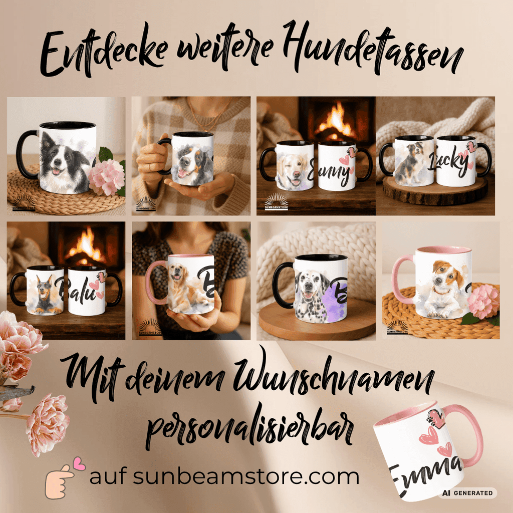 Personalisierte Golden Retriever Tasse 11oz – Aquarell Hundemotiv mit Namen | Geschenk für Hundeliebhaber | Keramiktasse mit Farbwahl - Sunbeamstore