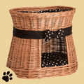 Erif Wicker handgeflochtenes Katzenhaus mit schwarz-weiß gepunktetem Kissen - Sunbeamstore